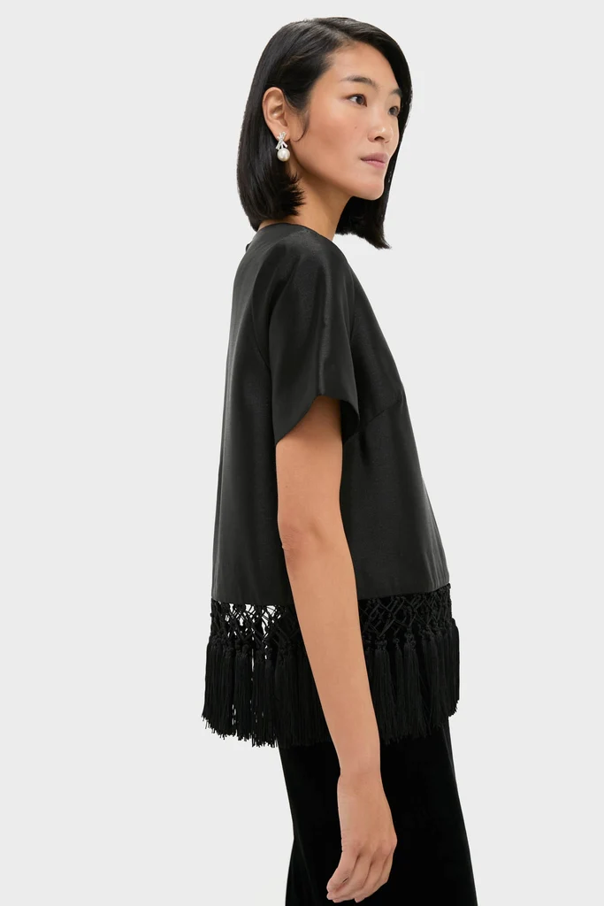 Black Dupioni Chadwick Tassel Top - Image 3