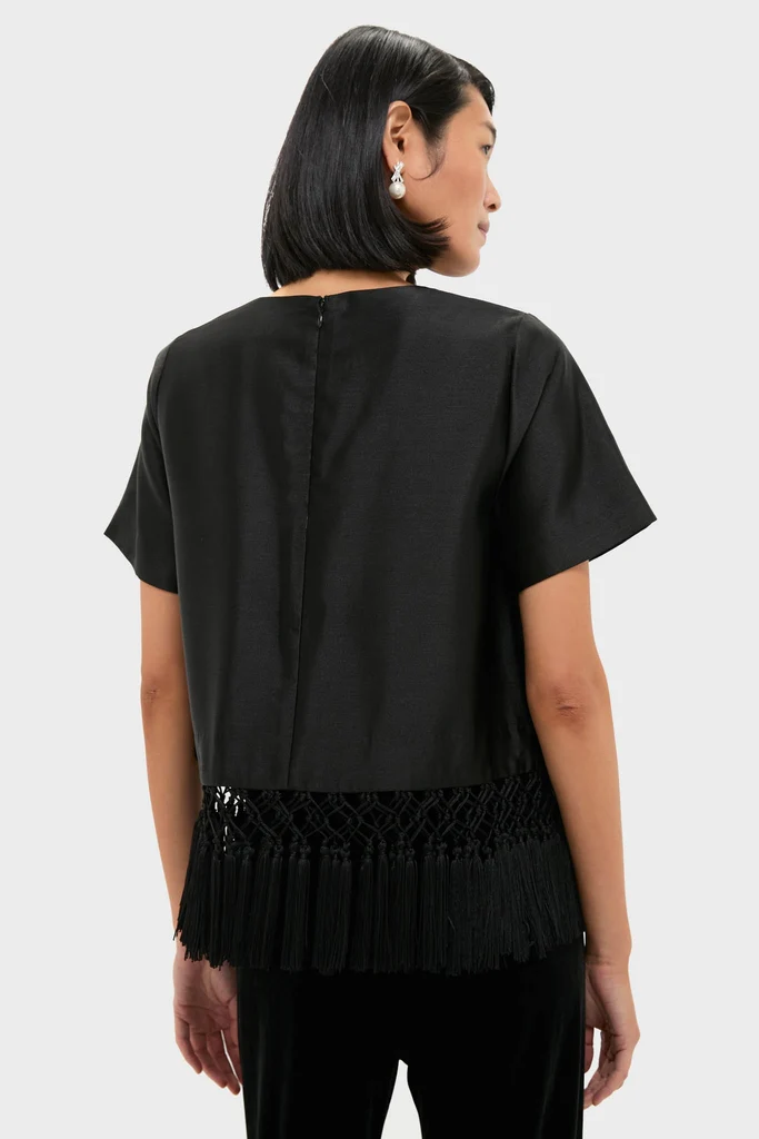 Black Dupioni Chadwick Tassel Top - Image 4
