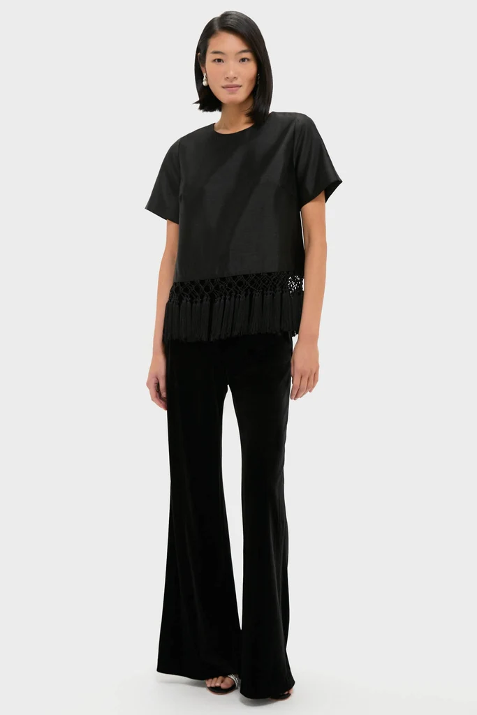 Black Dupioni Chadwick Tassel Top - Image 6