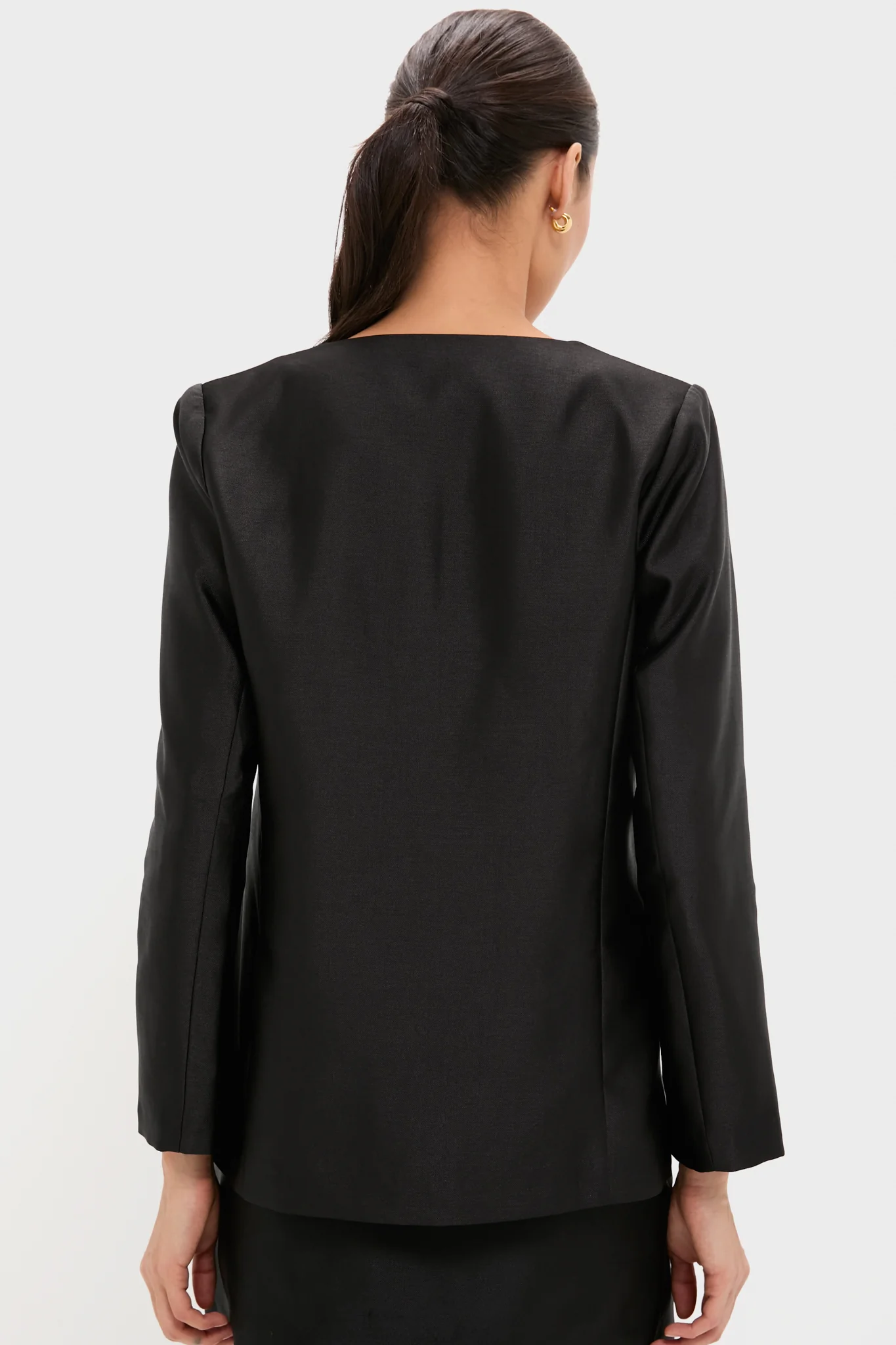 Black Dupioni Long Sleeve Carrico Top - Image 4