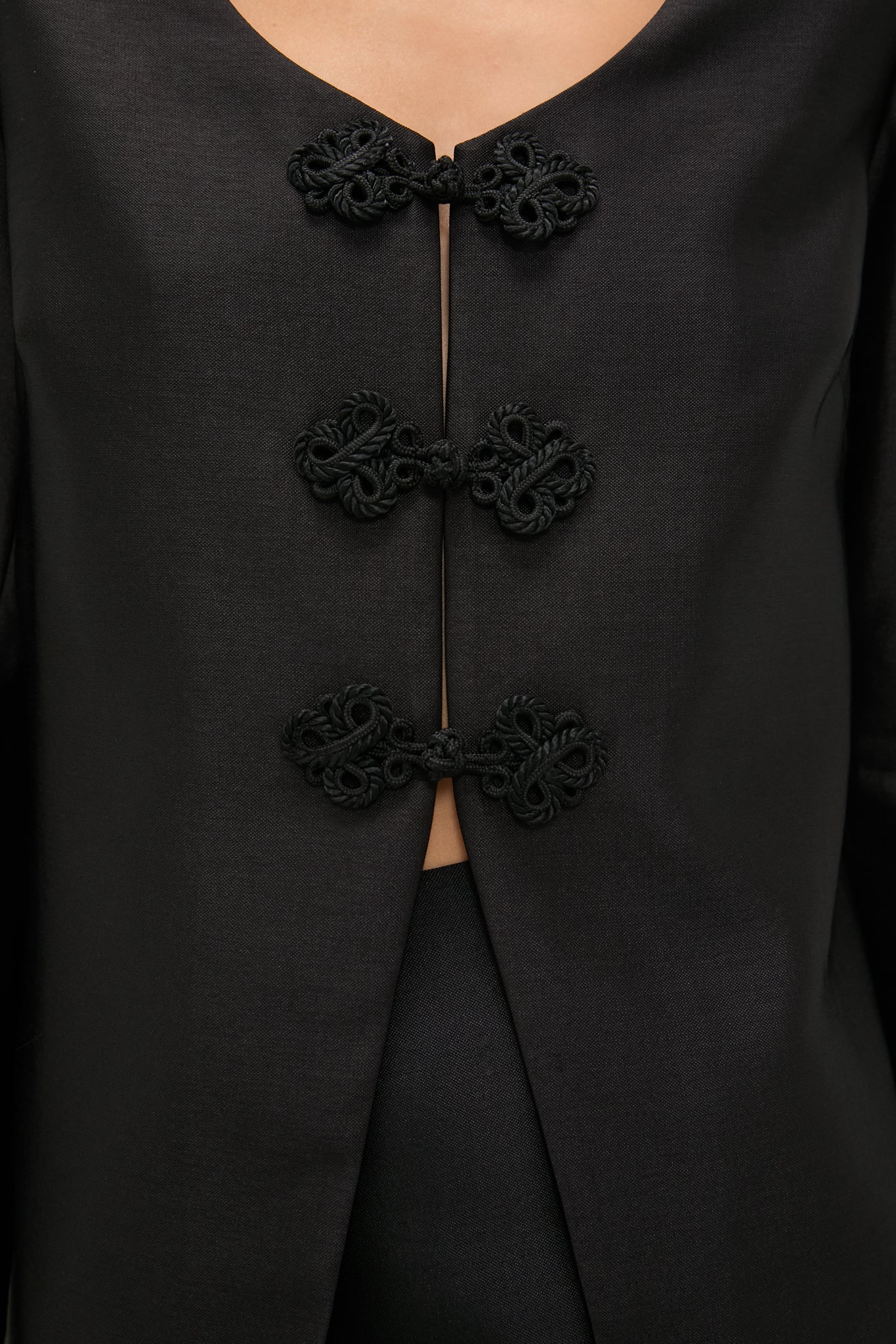 Black Dupioni Long Sleeve Carrico Top - Image 5