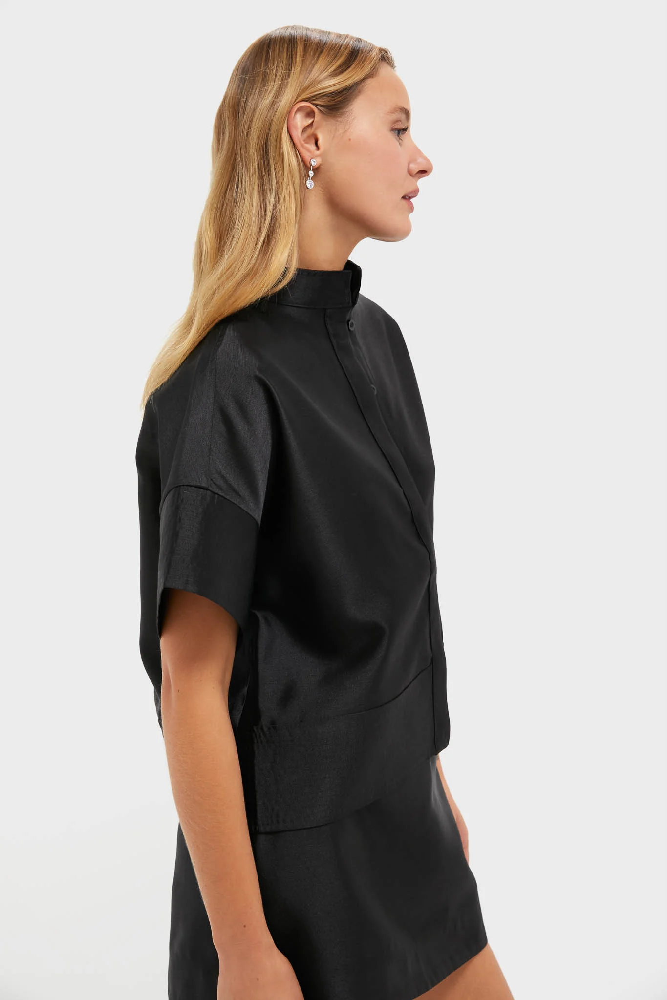 Black Dupioni Trapunto Stitch Sofia Shirt - Image 3