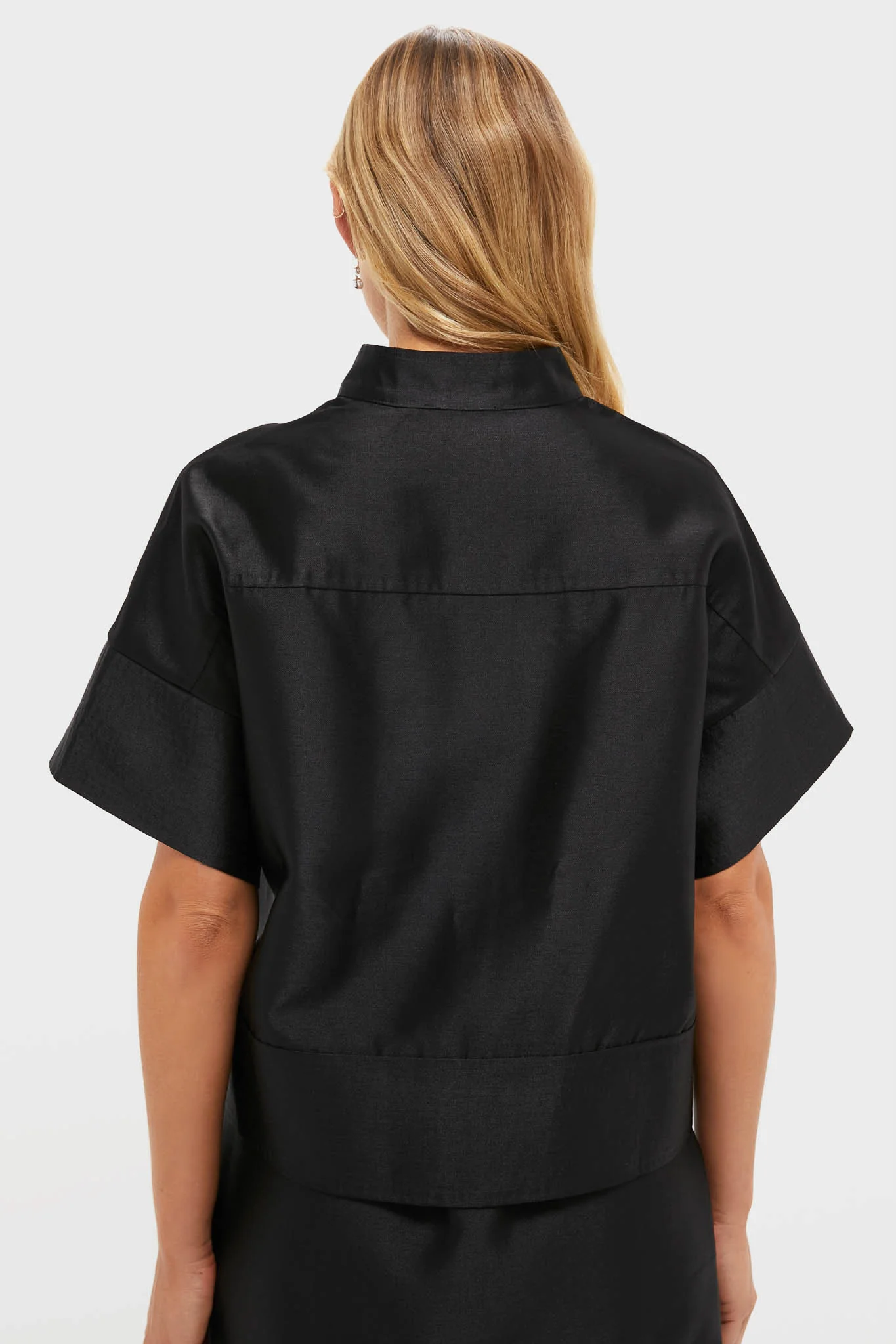 Black Dupioni Trapunto Stitch Sofia Shirt - Image 4