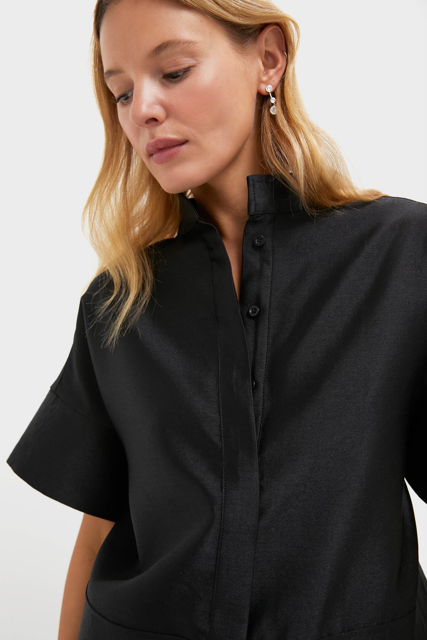 Black Dupioni Trapunto Stitch Sofia Shirt - Image 5