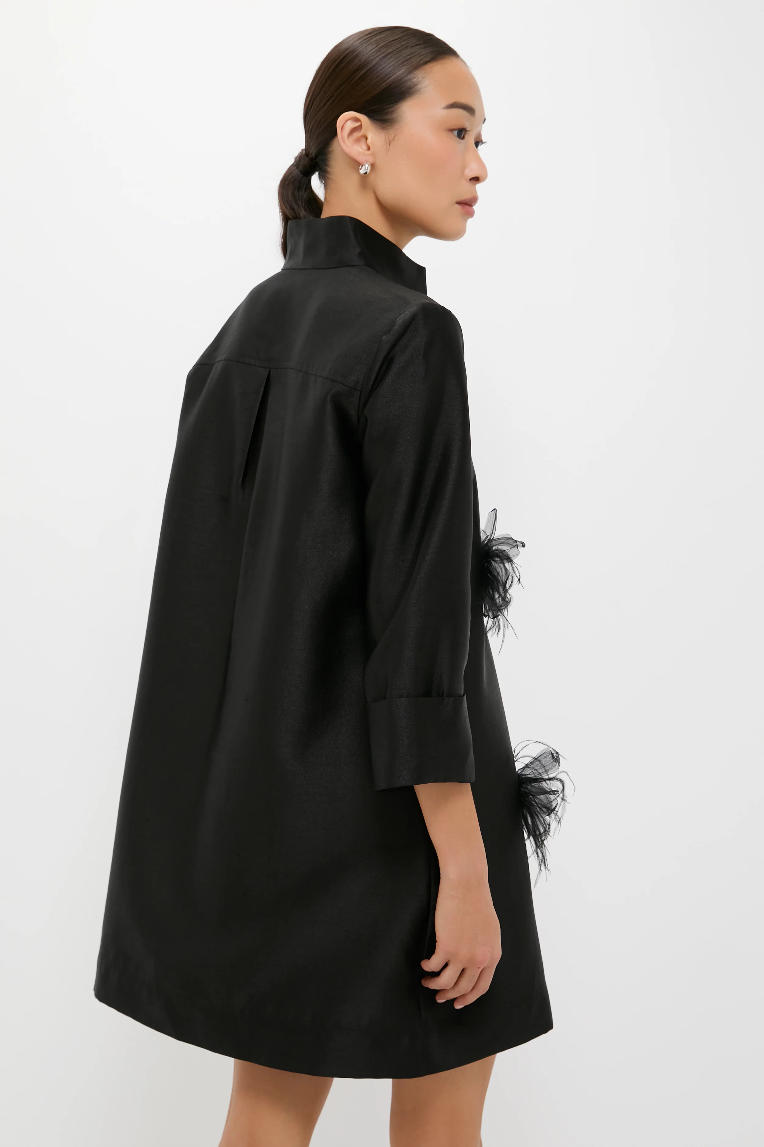 Black Embellished Dupioni Megan Dress - Image 3