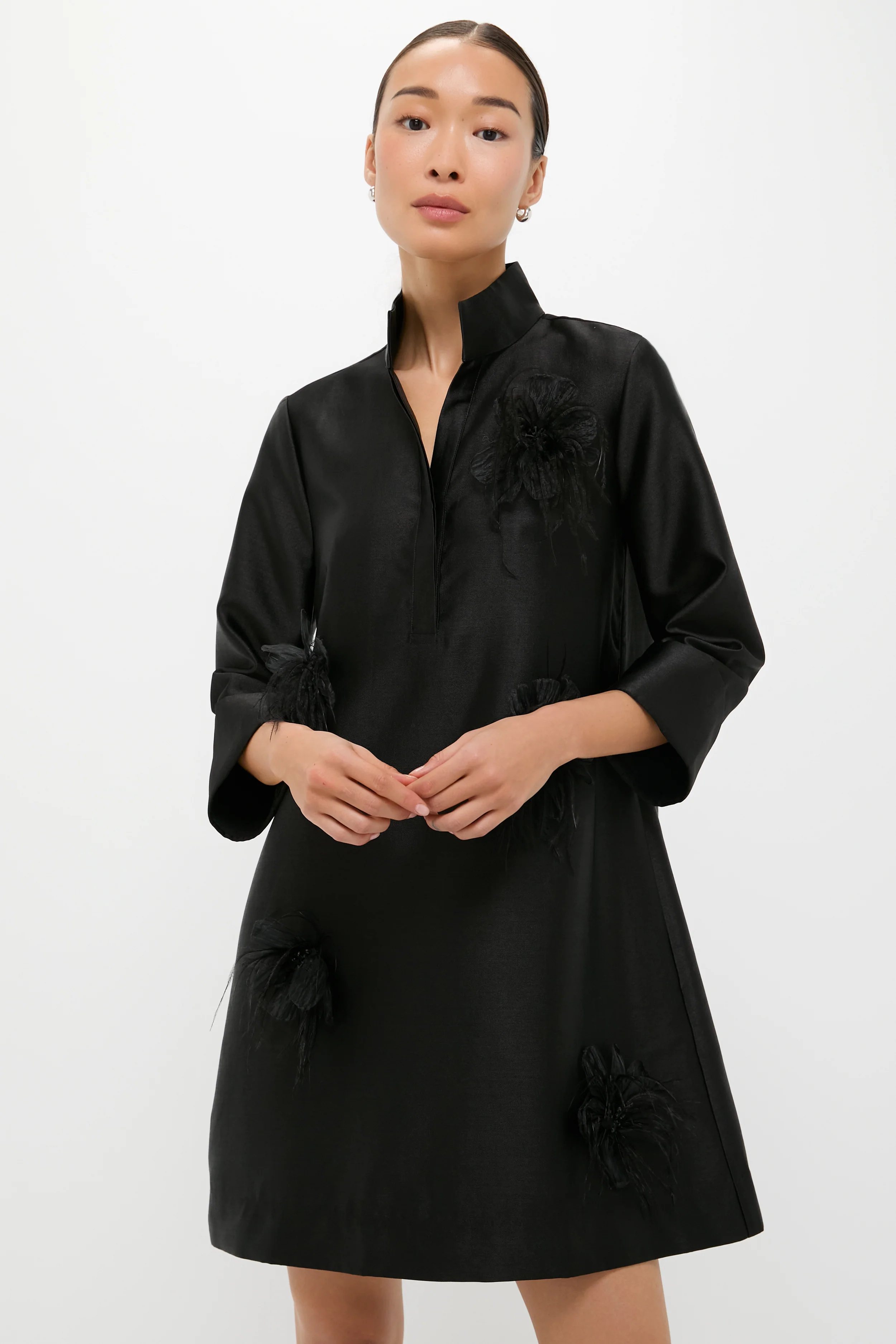 Black Embellished Dupioni Megan Dress - Image 6