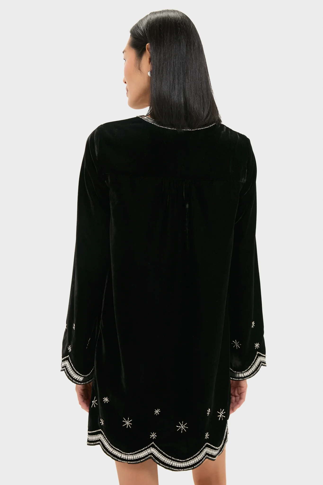 Black Embellished Velvet Cabot Dress - Image 5