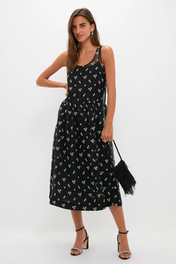 Black Embroidered Mariella Midi Dress - Image 3