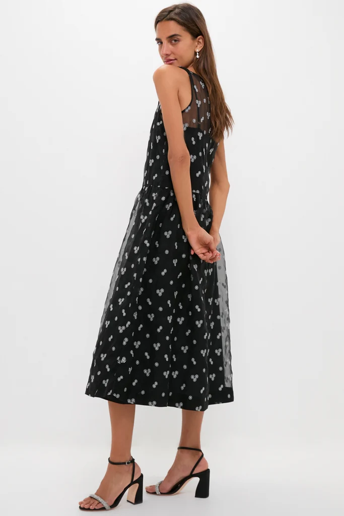 Black Embroidered Mariella Midi Dress - Image 4