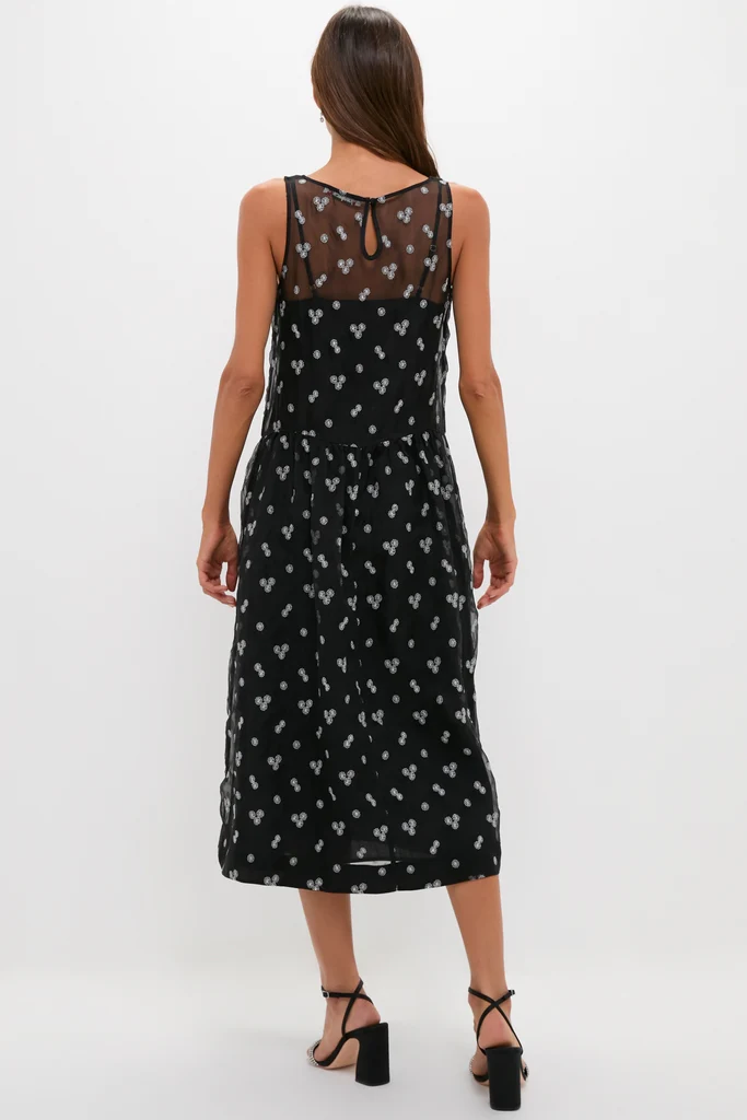 Black Embroidered Mariella Midi Dress - Image 5