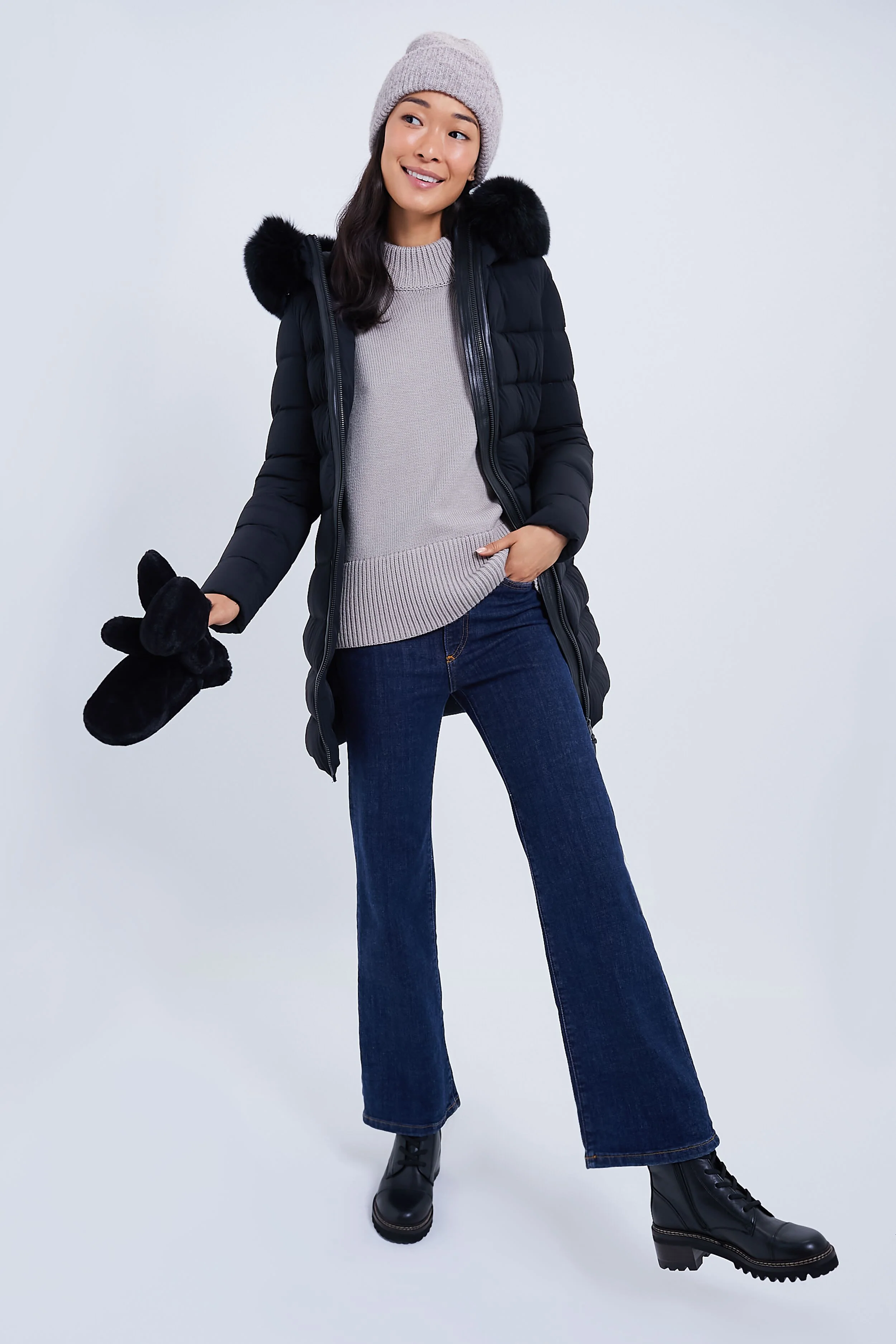 Black Faux Fur Mitten - Image 3