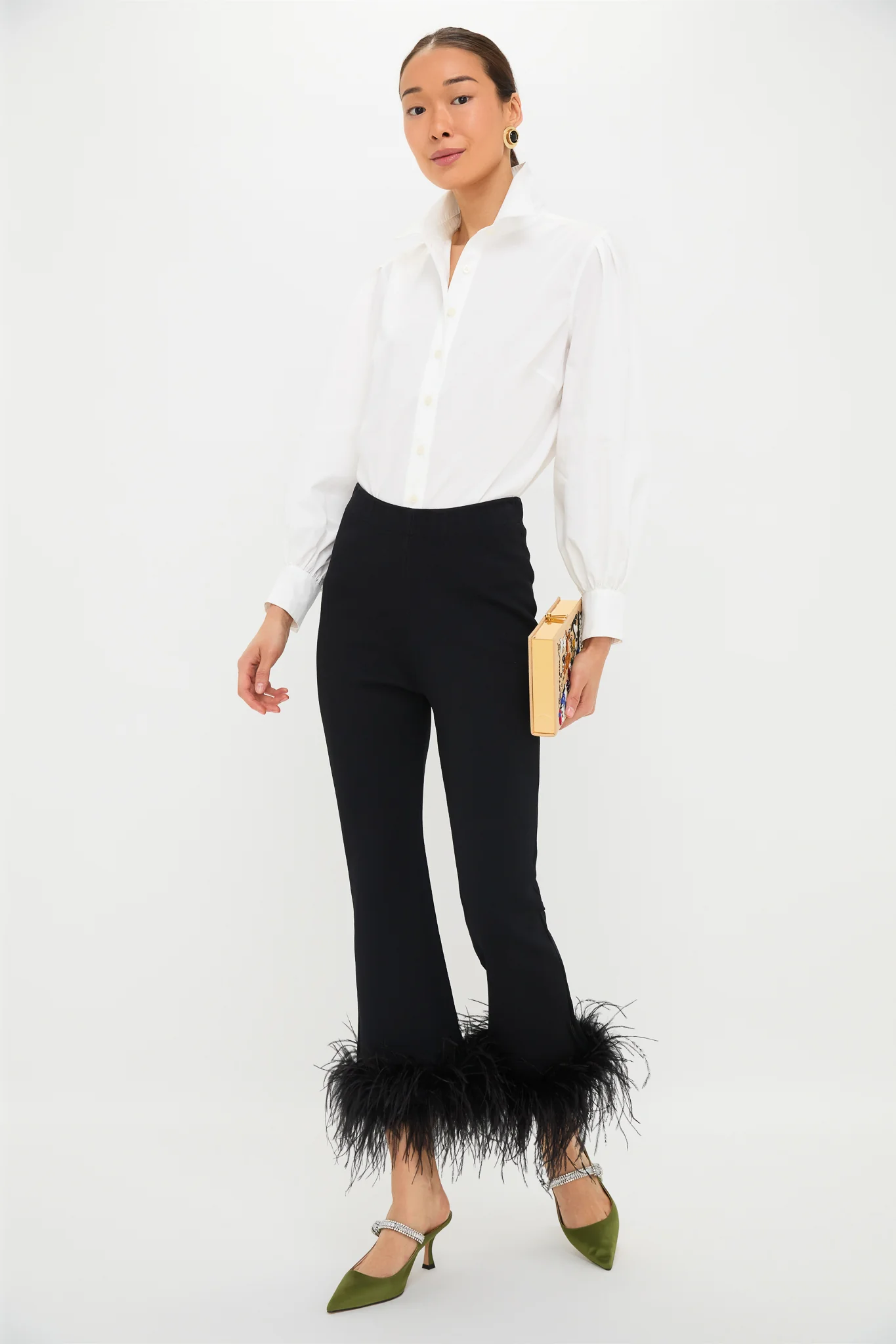 Black Feather Compression Knit Ashford Pants - Image 2