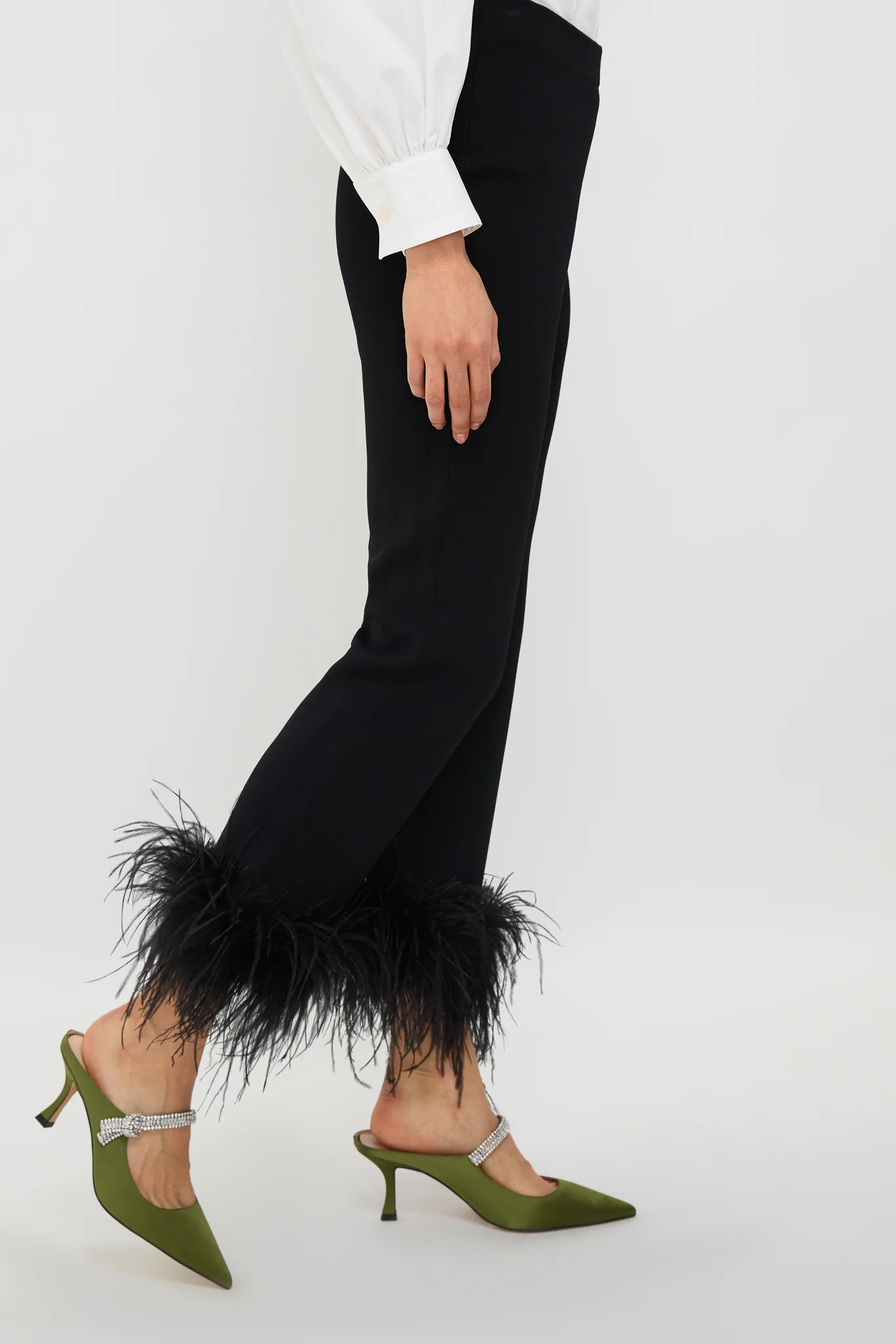 Black Feather Compression Knit Ashford Pants - Image 3