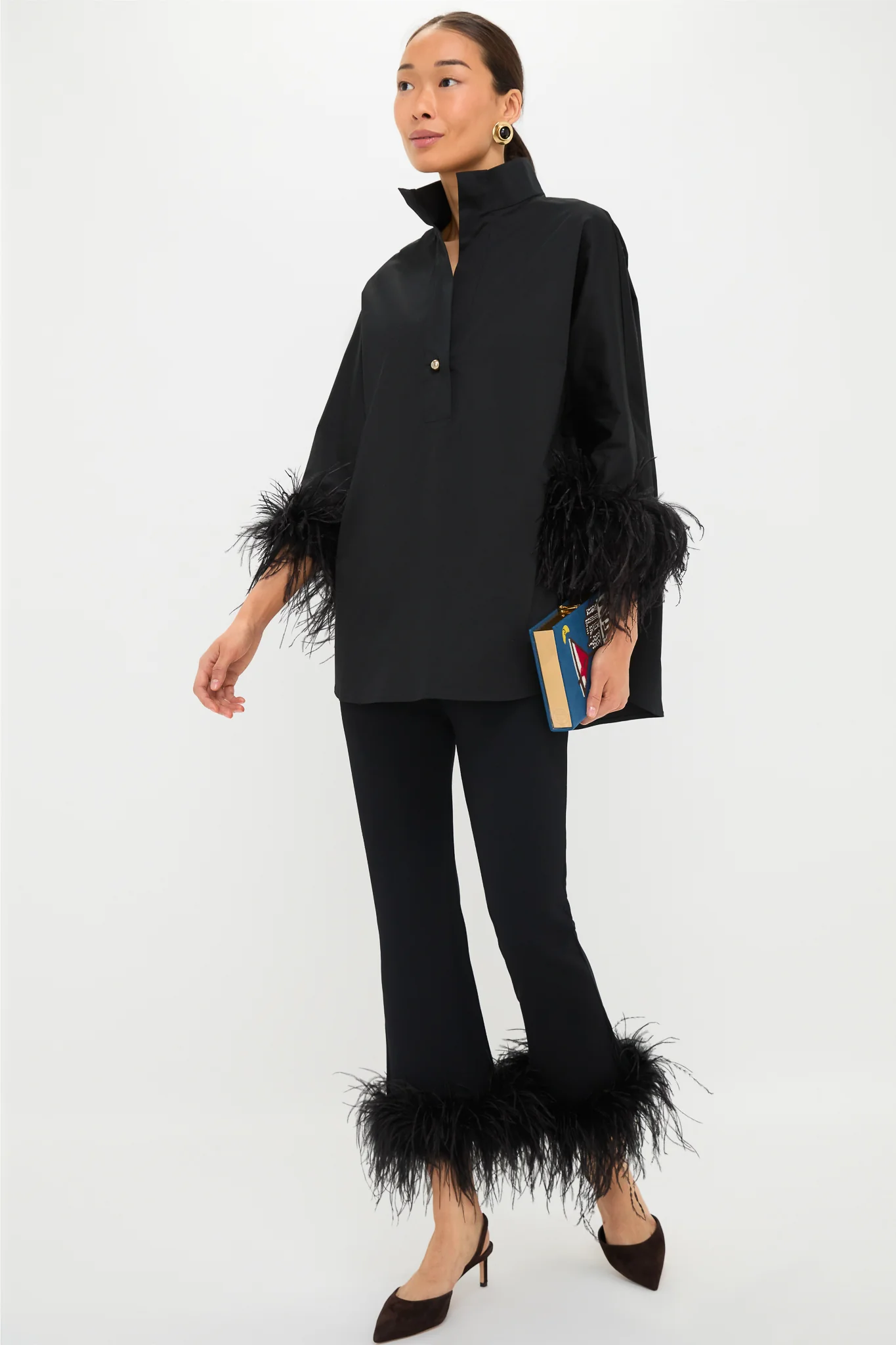 Black Feather Compression Knit Ashford Pants - Image 6