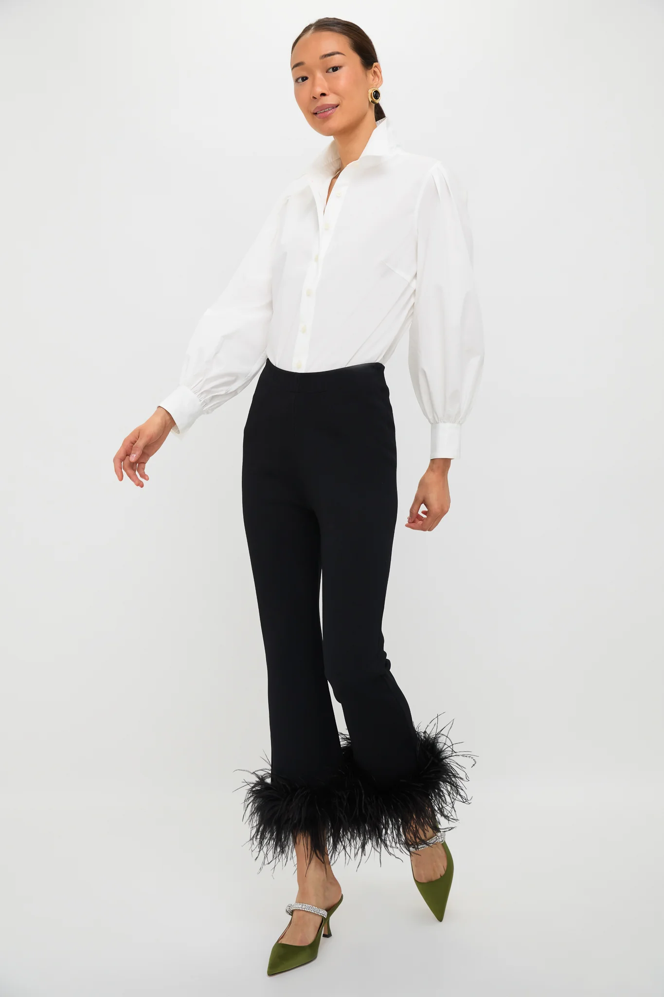 Black Feather Compression Knit Ashford Pants - Image 7