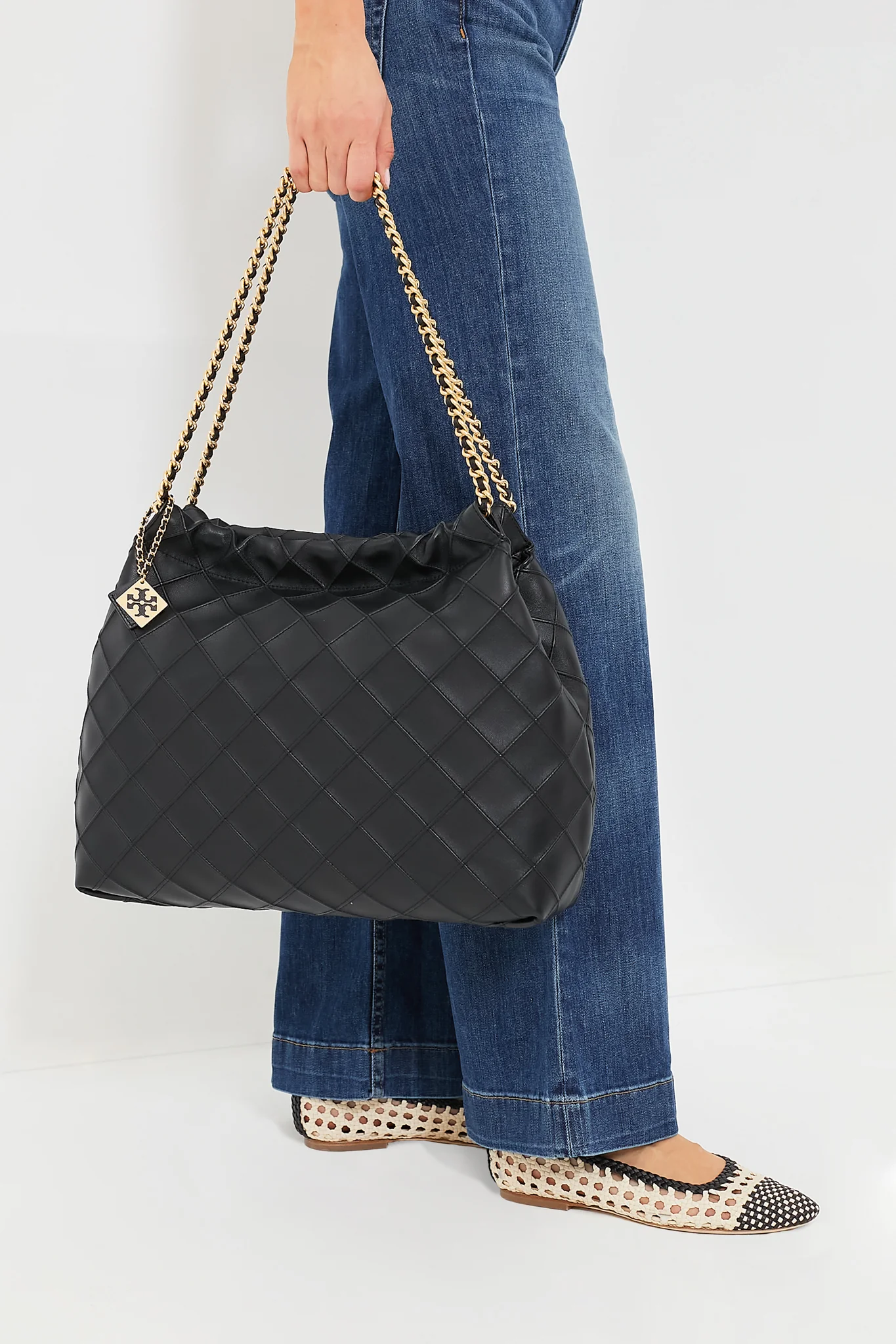 Black Fleming Soft Drawstring Hobo - Image 2