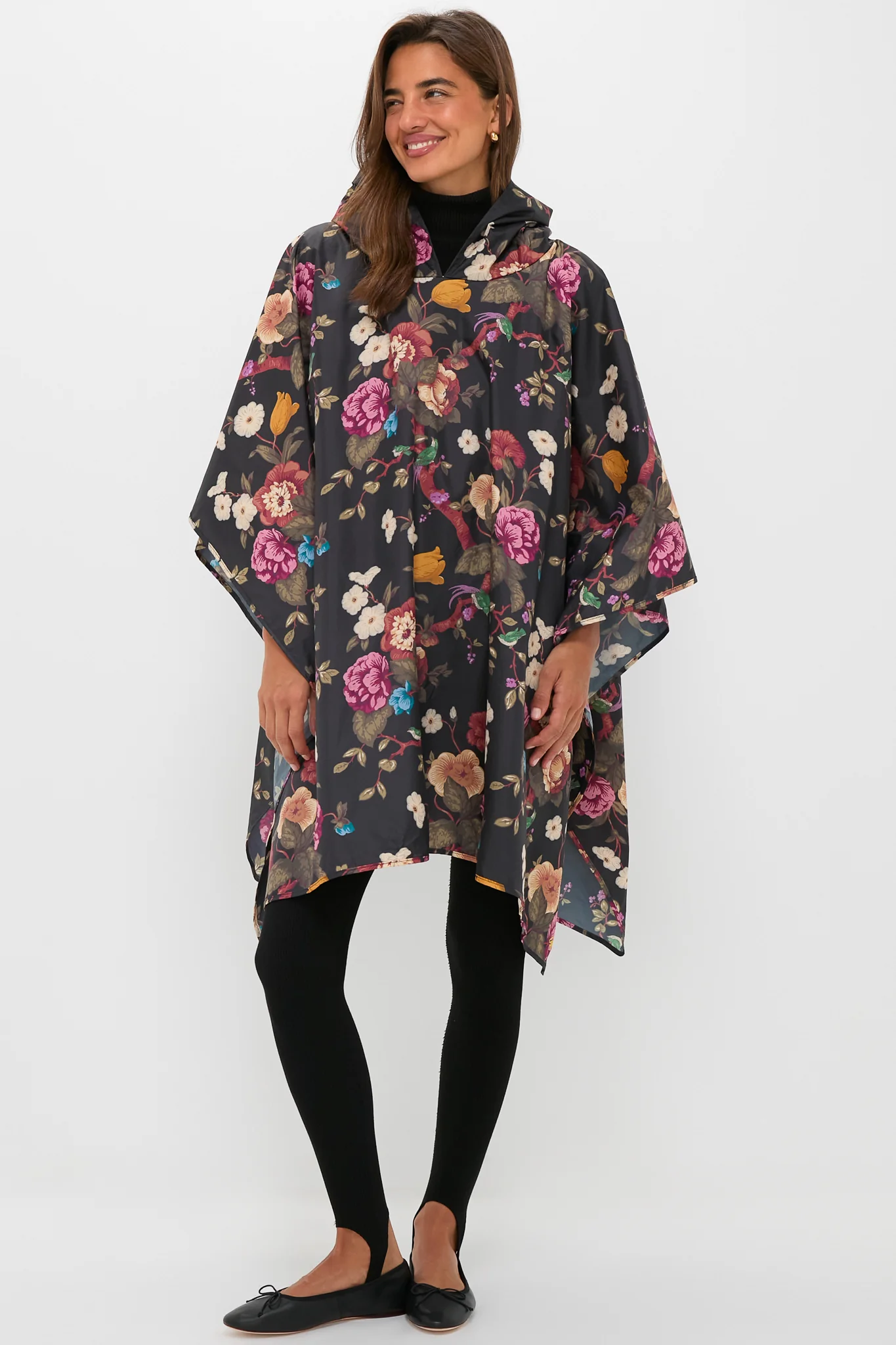 Black Floral Barbour x Tuckernuck Poncho - Image 2