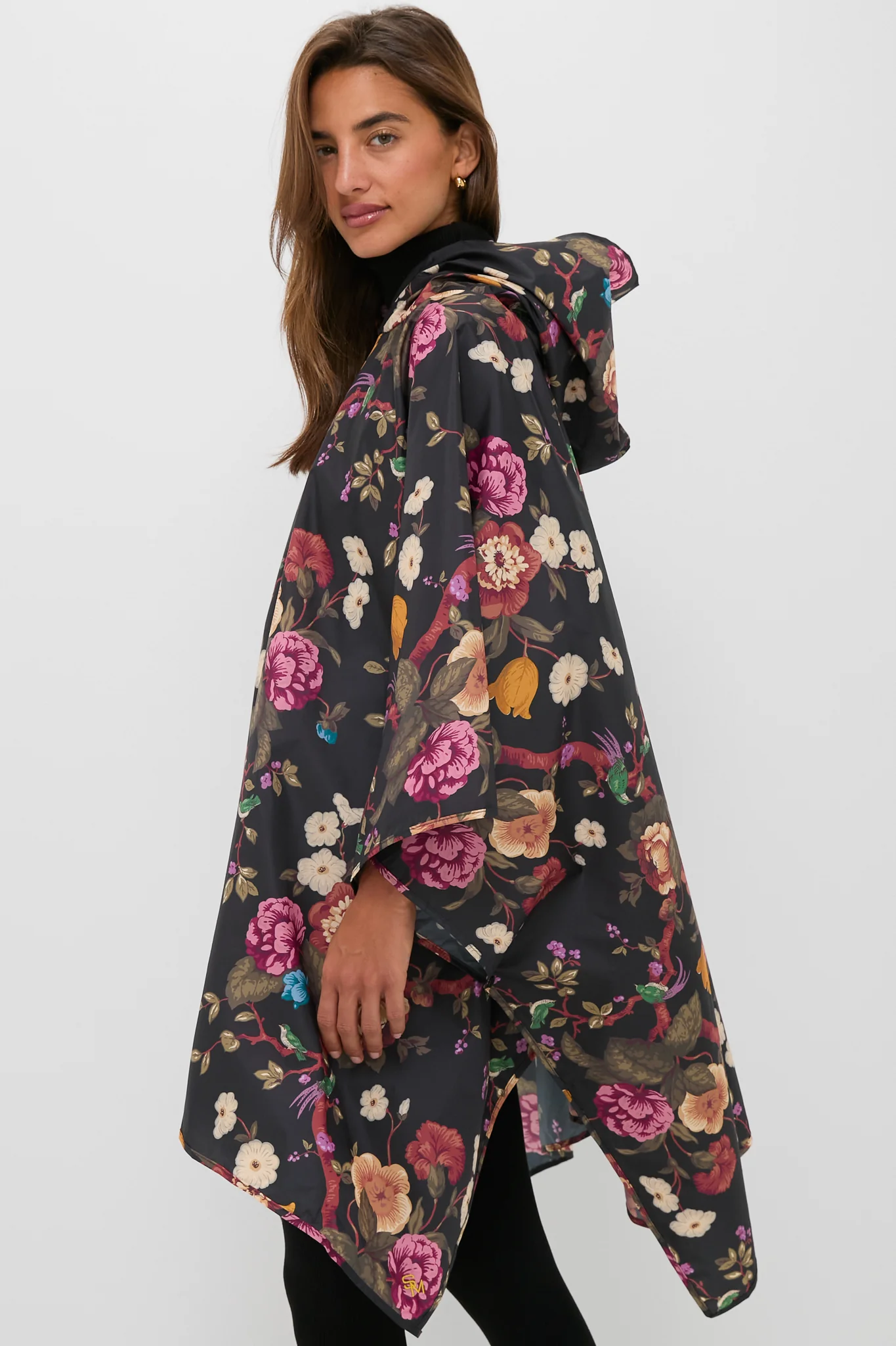 Black Floral Barbour x Tuckernuck Poncho - Image 3