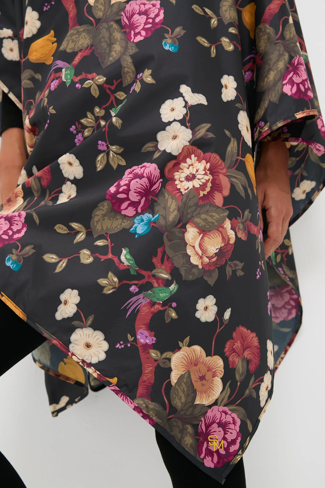 Black Floral Barbour x Tuckernuck Poncho - Image 5