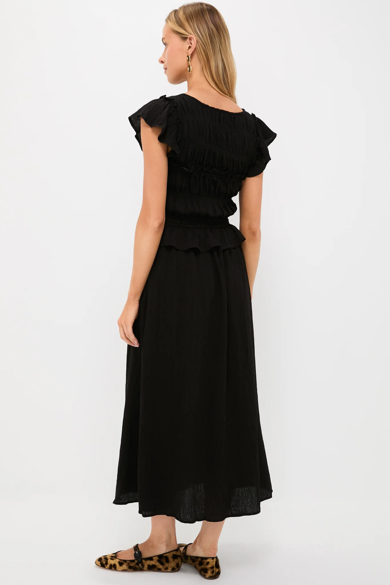 Black Flutter Sleeve Midi Dress - Image 4