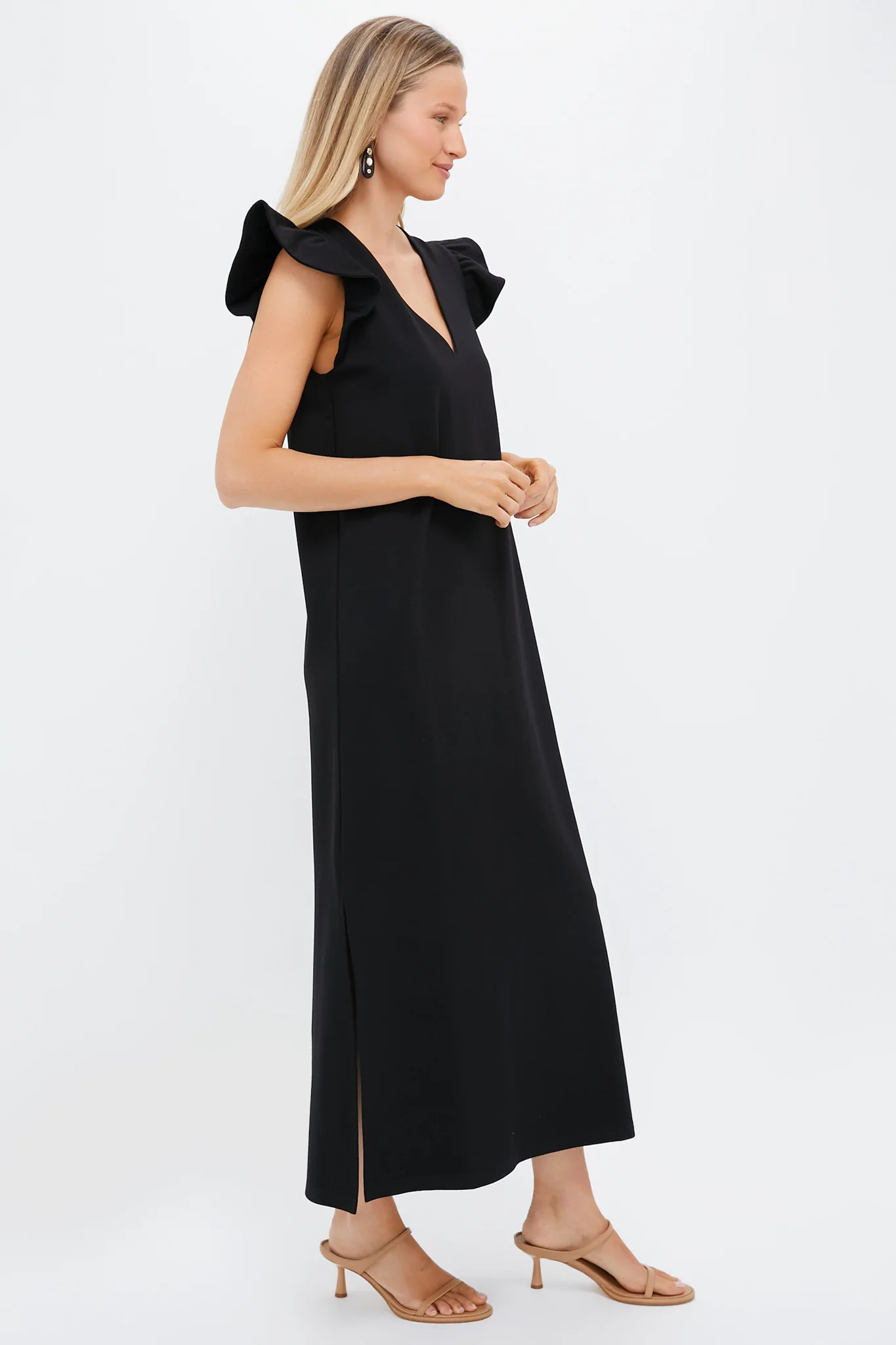 Black Flutter Sleeve Miko Dress - Image 3