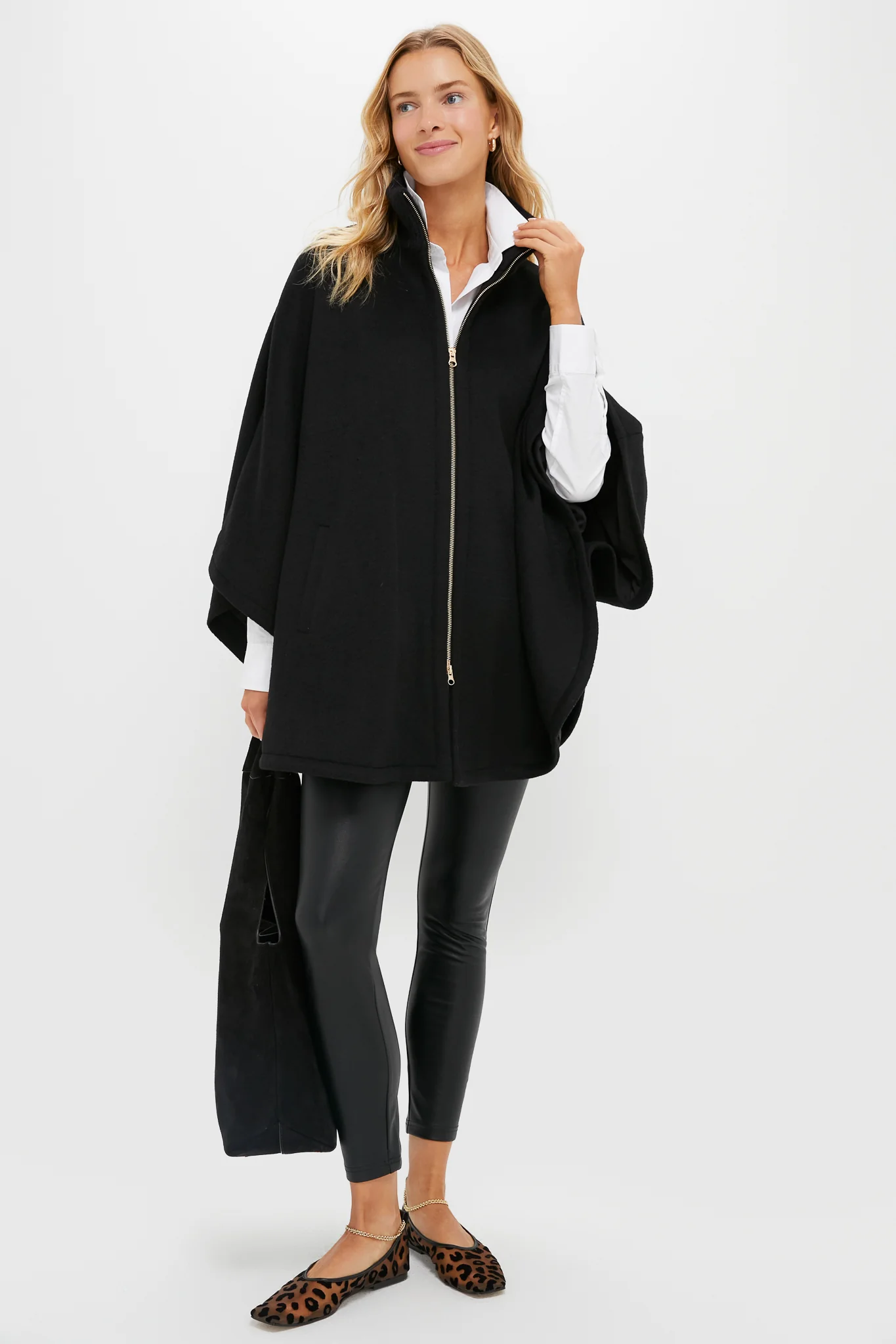 Black Full Zip Huntington Poncho - Image 2