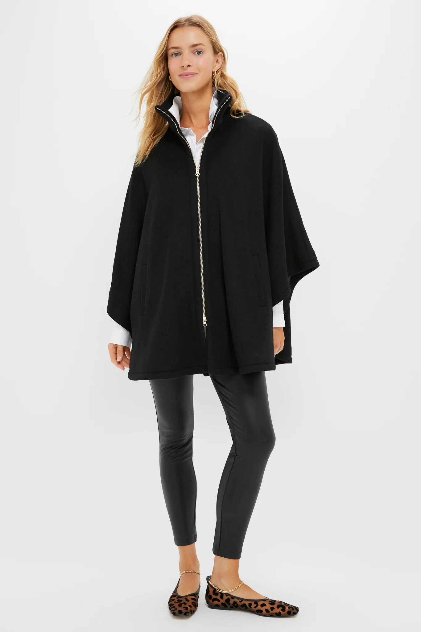 Black Full Zip Huntington Poncho - Image 6