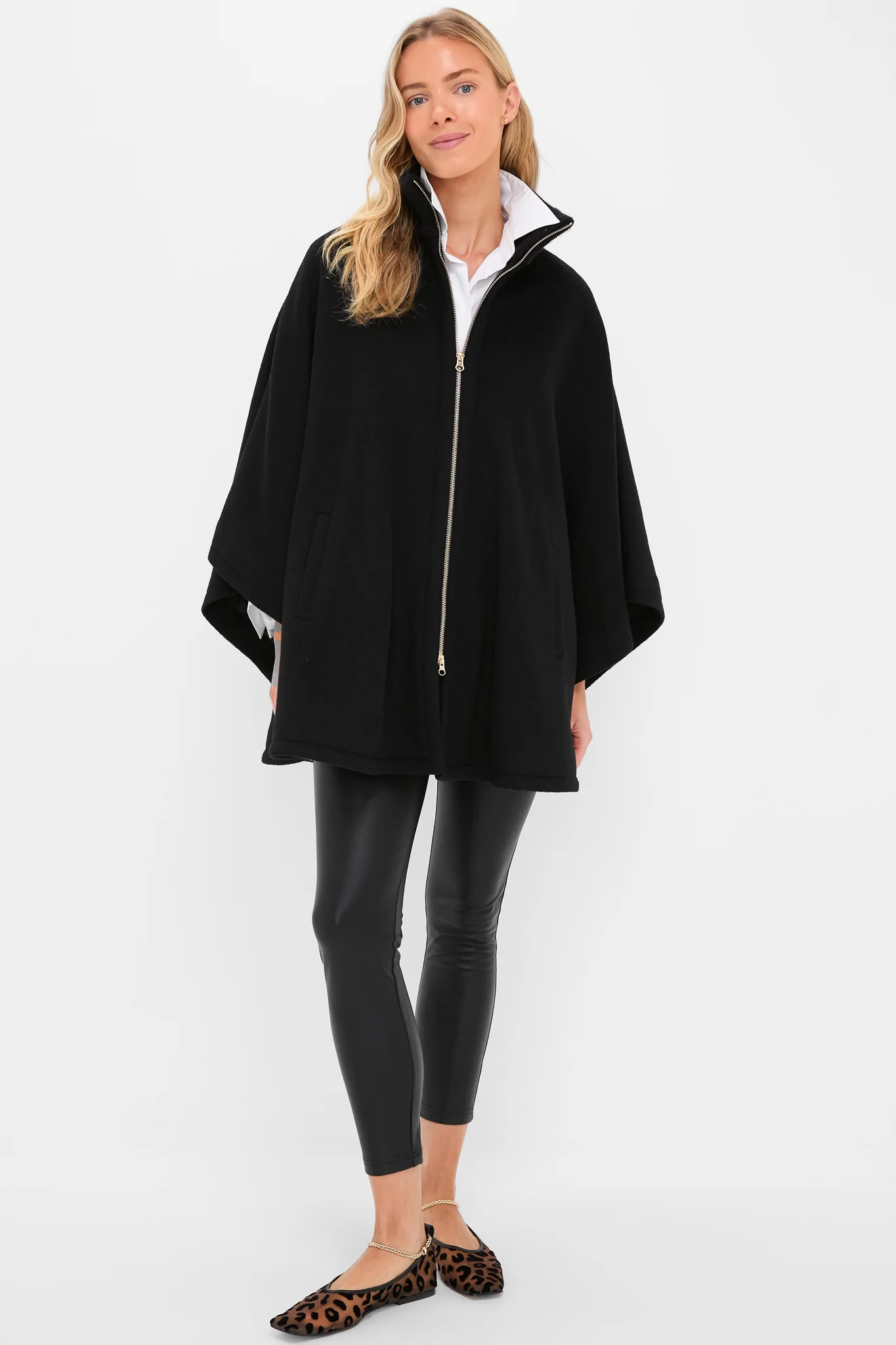 Black Full Zip Huntington Poncho - Image 7