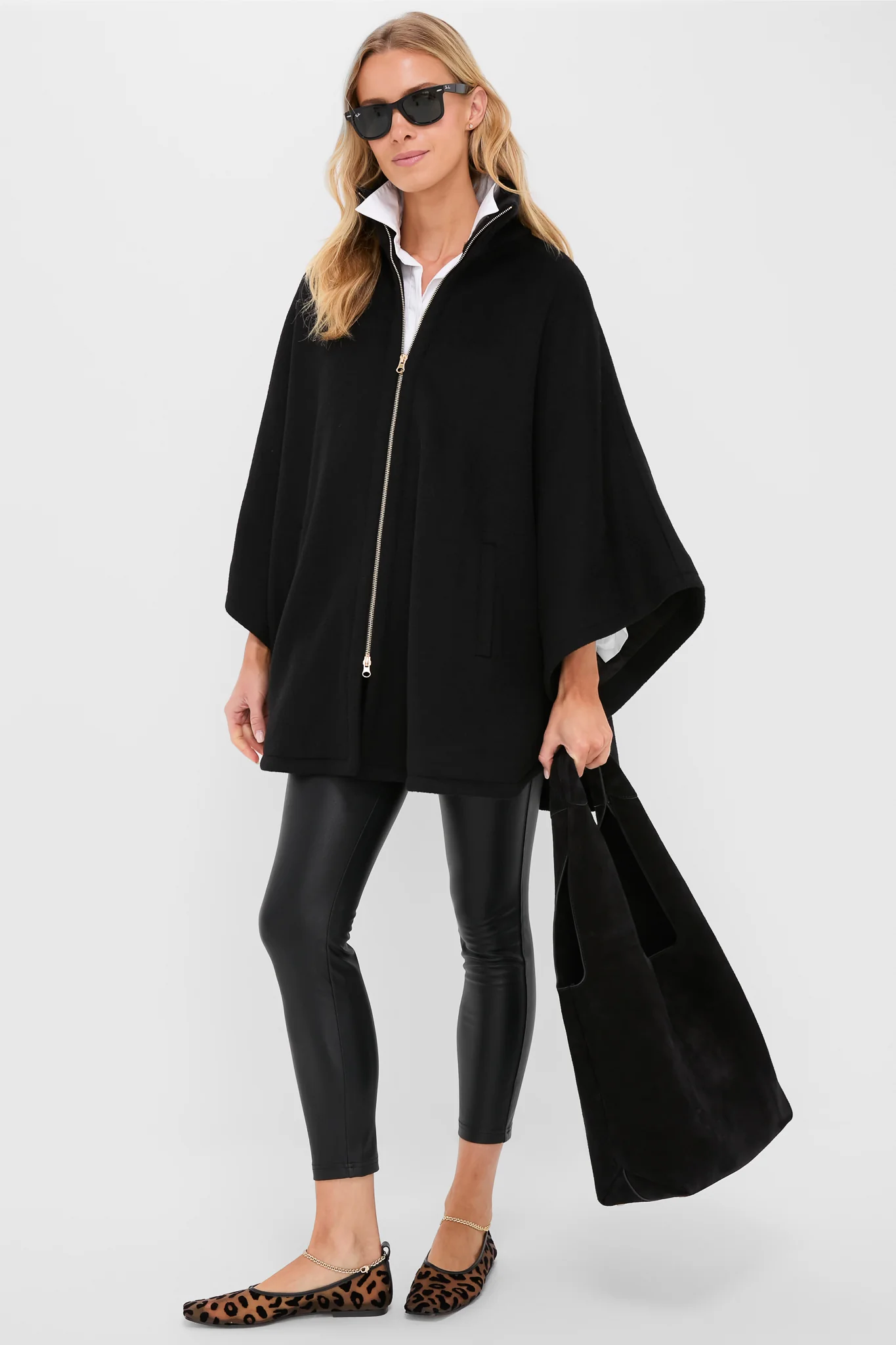 Black Full Zip Huntington Poncho - Image 8