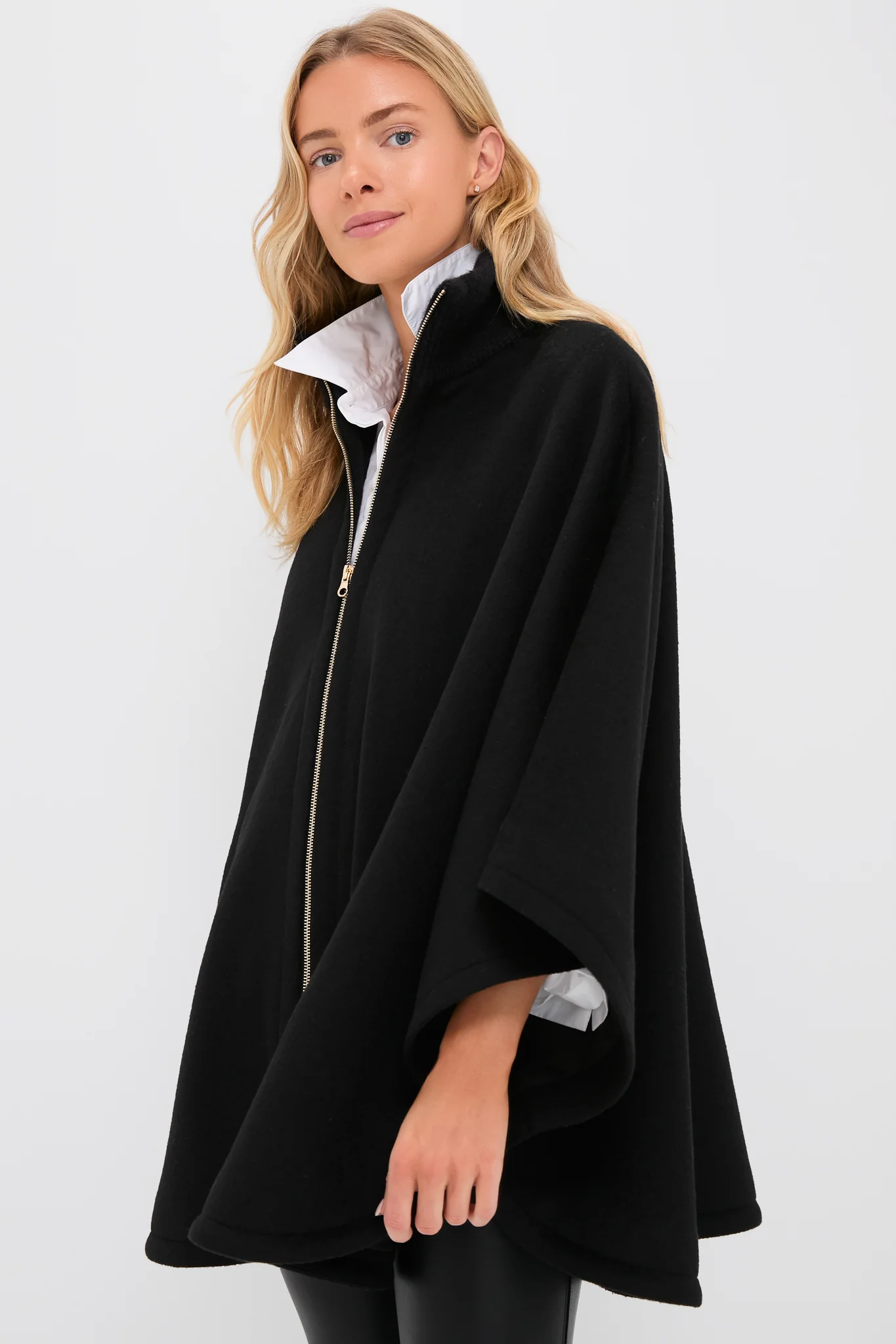 Black Full Zip Huntington Poncho - Image 9