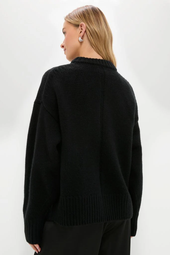 Black Genevieve Cashmere Wool Blend Crewneck Sweater - Image 4
