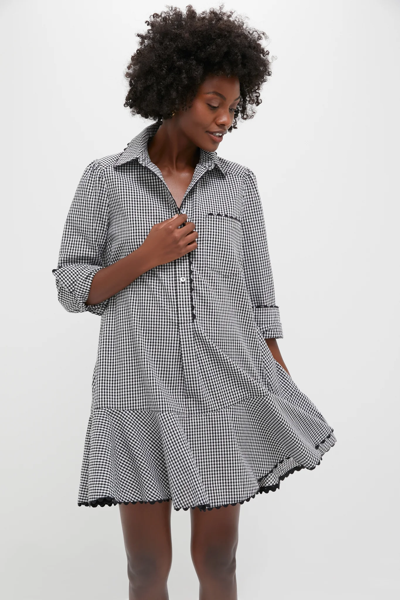 Black Gingham Ric Rac Callahan Shirt Dress - Image 2