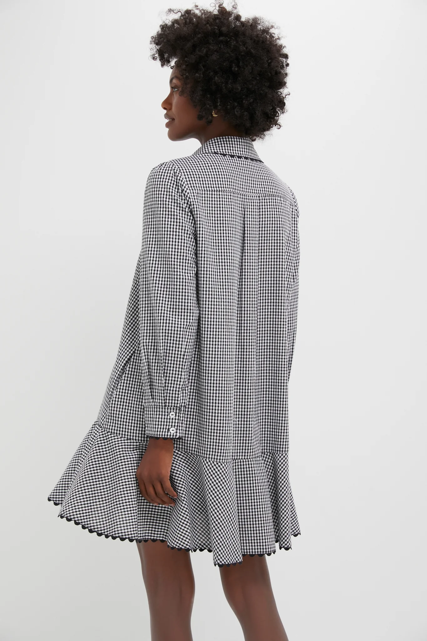 Black Gingham Ric Rac Callahan Shirt Dress - Image 4