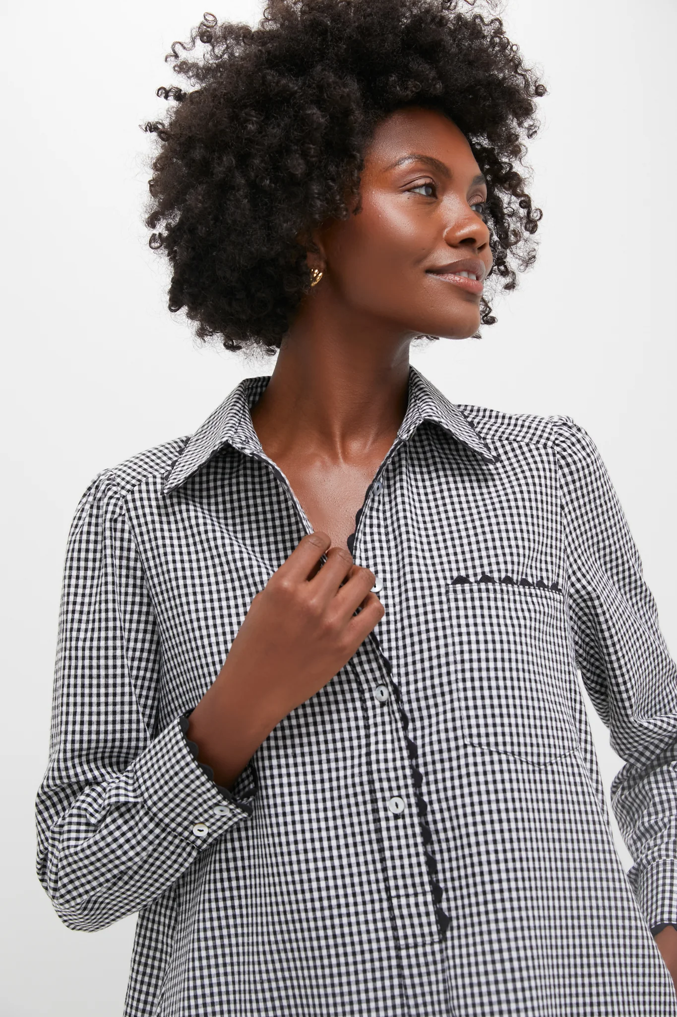 Black Gingham Ric Rac Callahan Shirt Dress - Image 5