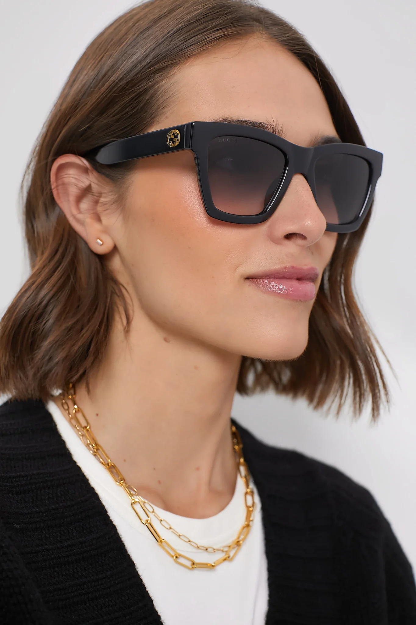 Black Gradient Lens Square Frame Sunglasses - Image 2