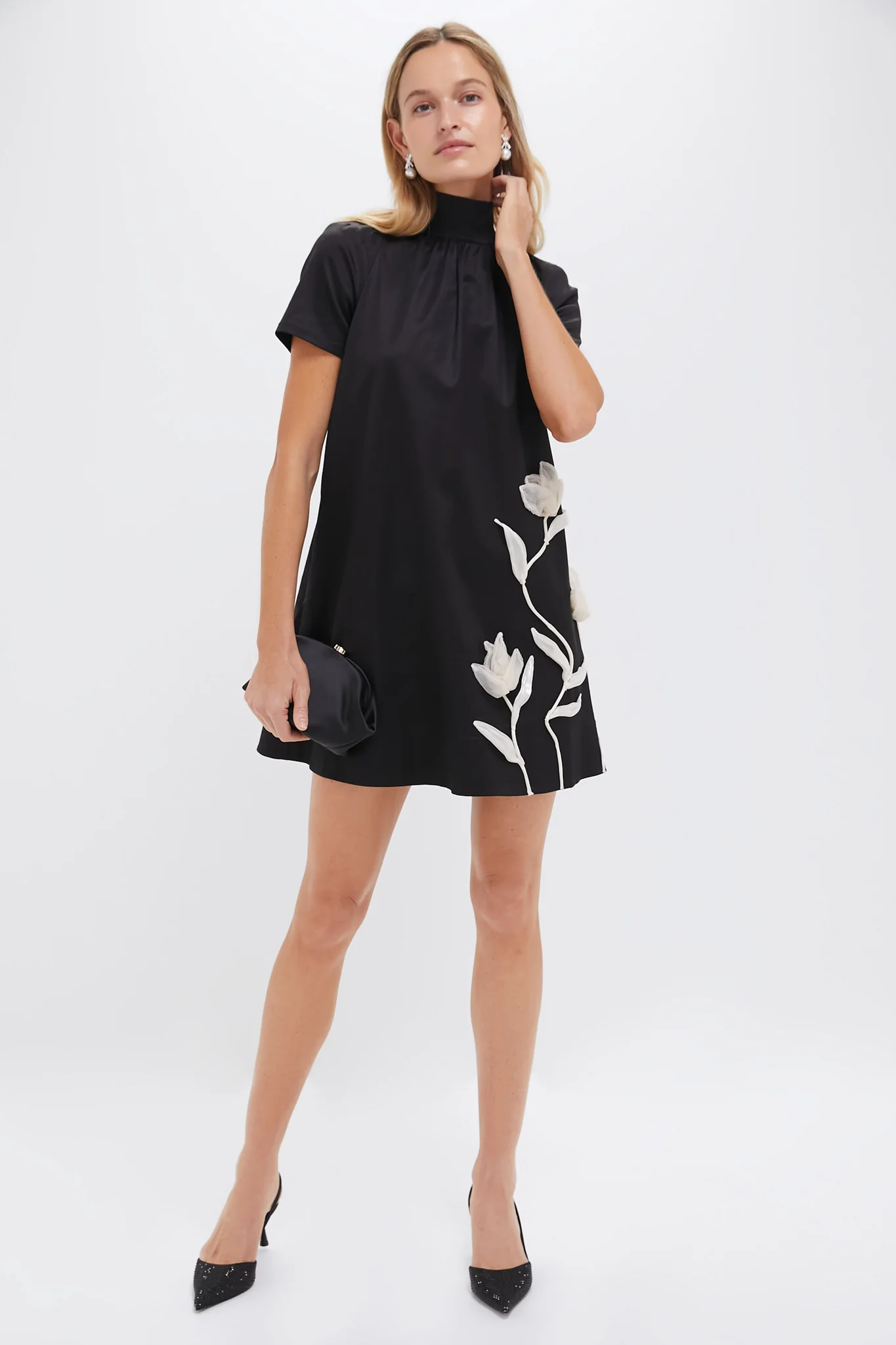 Black Ilana Floral Mini Dress - Image 2