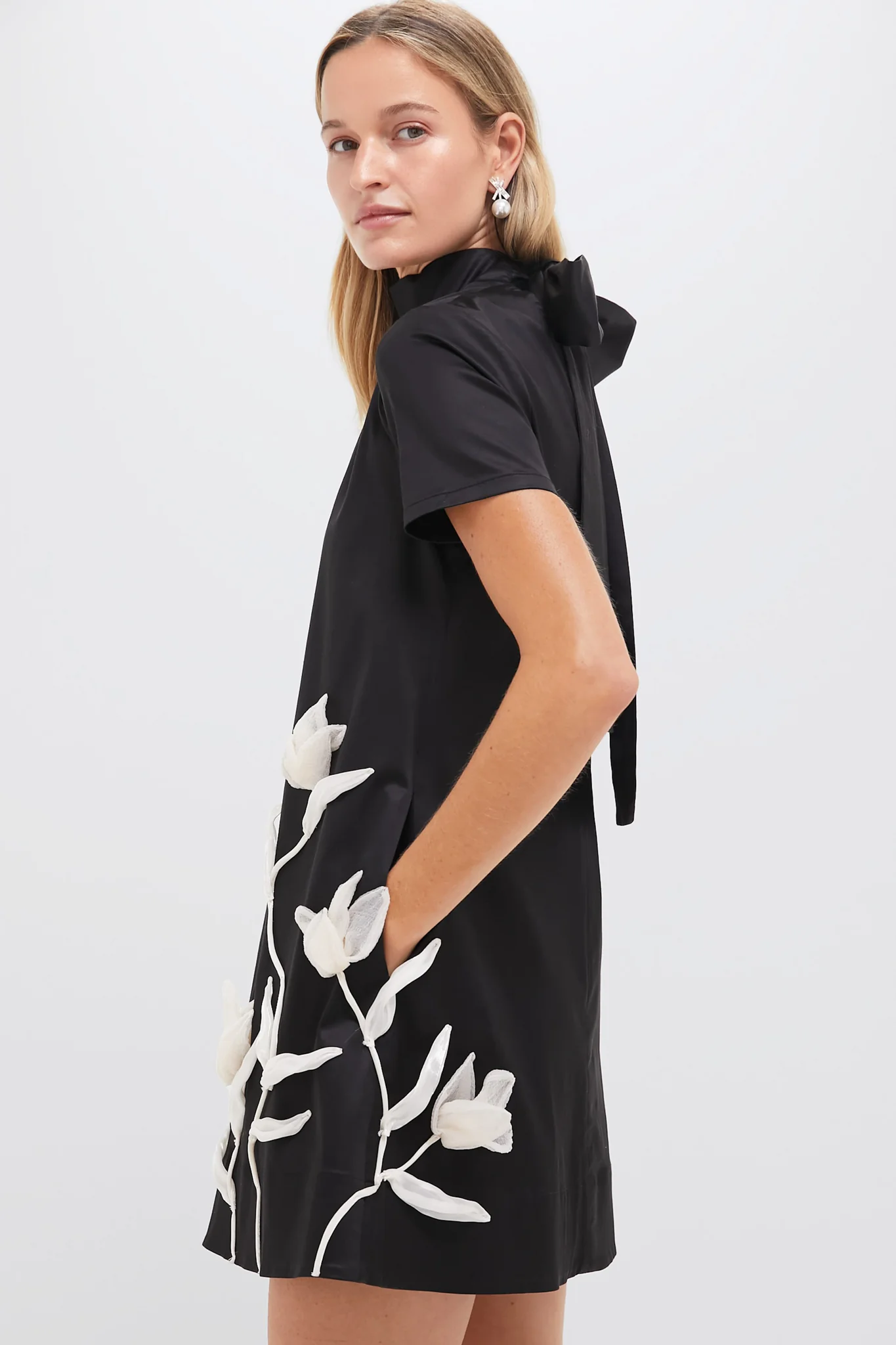Black Ilana Floral Mini Dress - Image 3