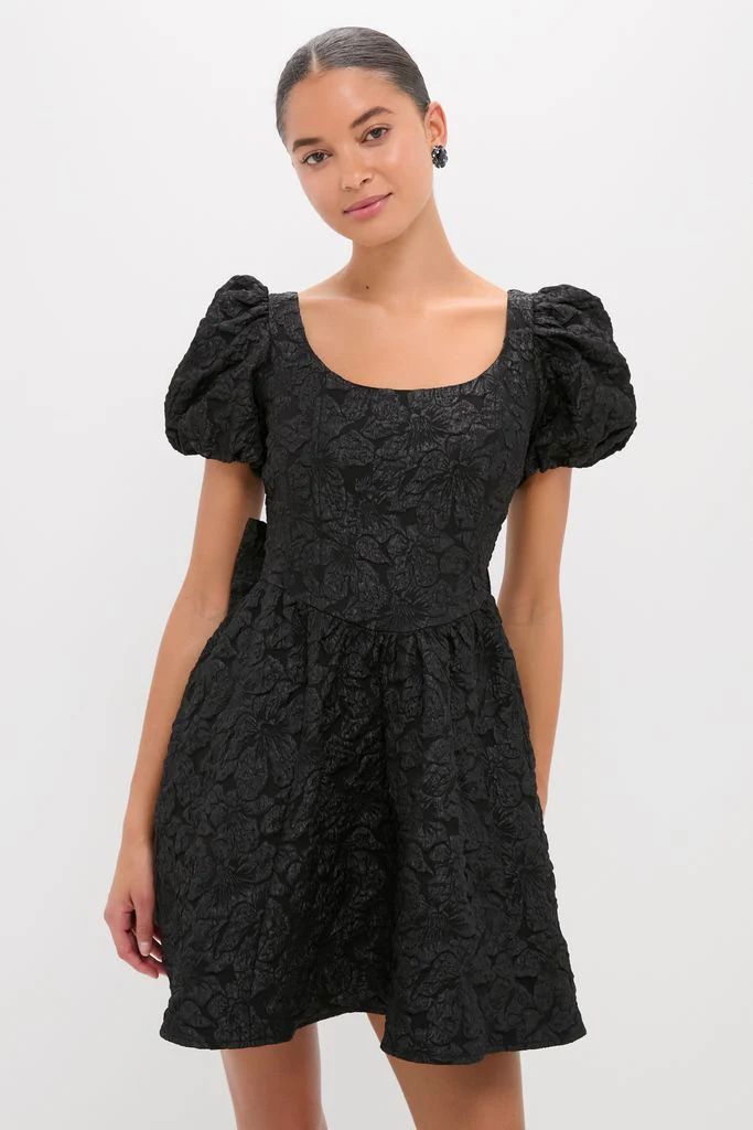 Black Jacquard Mini Dress