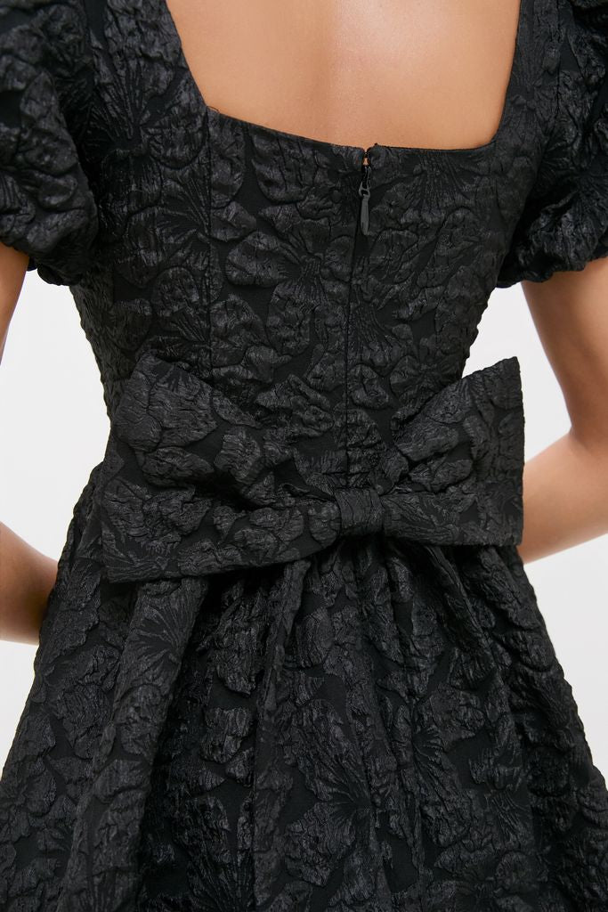 Black Jacquard Mini Dress - Image 2