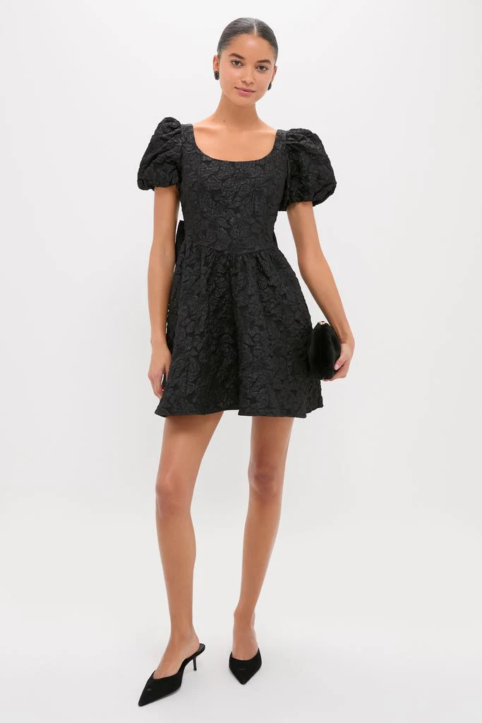Black Jacquard Mini Dress - Image 3