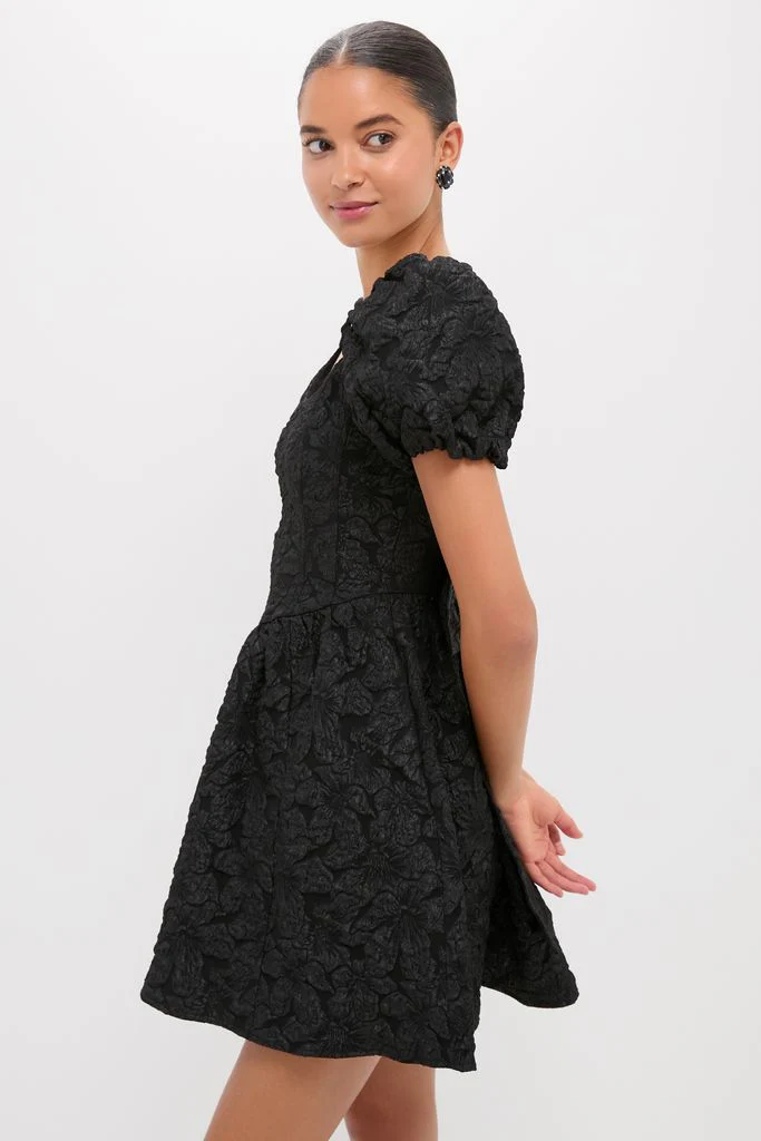 Black Jacquard Mini Dress - Image 4