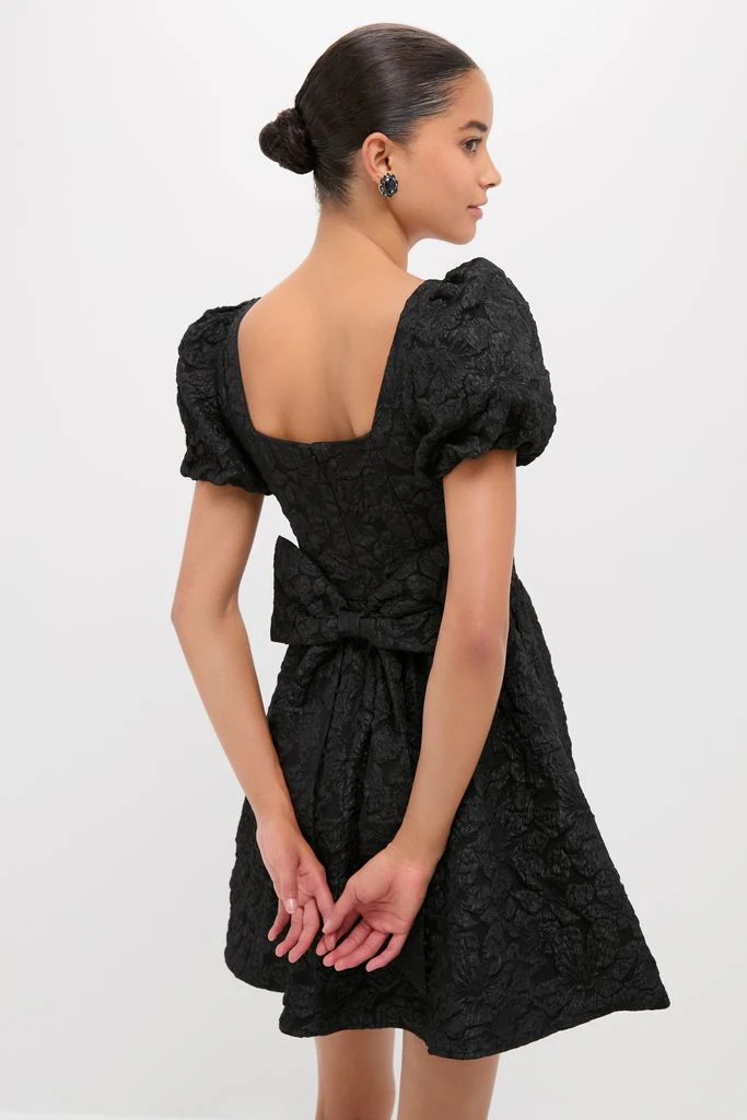 Black Jacquard Mini Dress - Image 5
