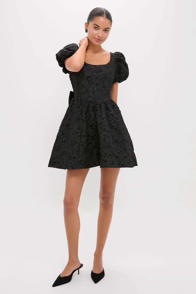 Black Jacquard Mini Dress - Image 6