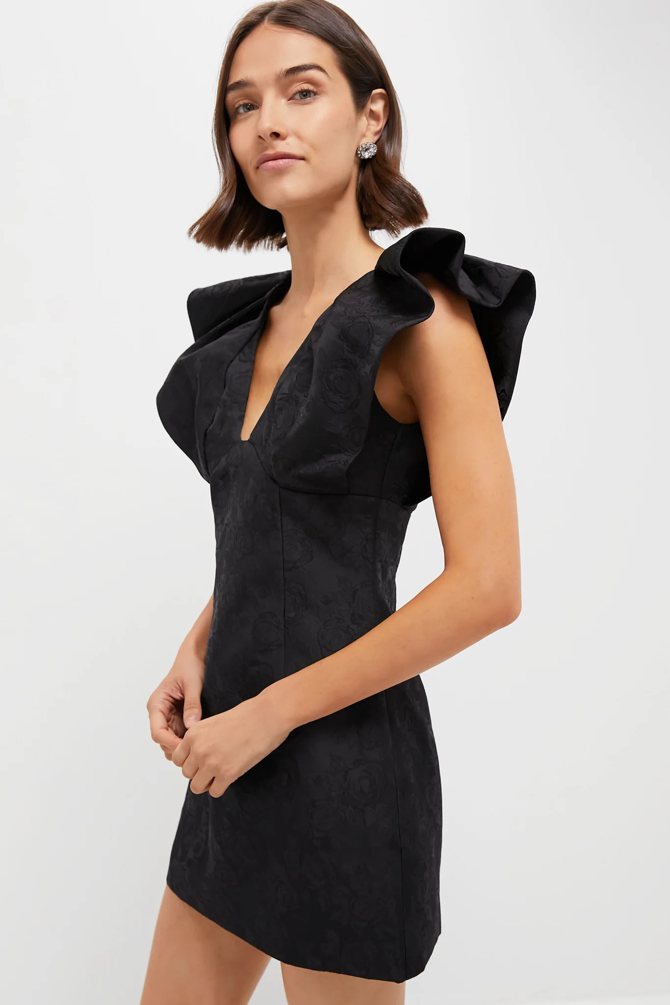 Black Jacquard Tanya Mini Dress - Image 3