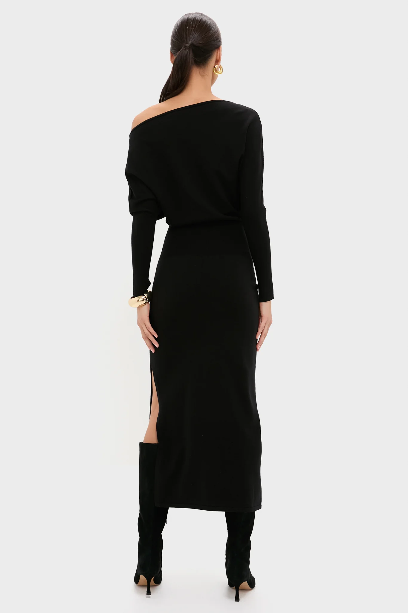 Black Janese Off Shoulder Midi Dress - Image 3