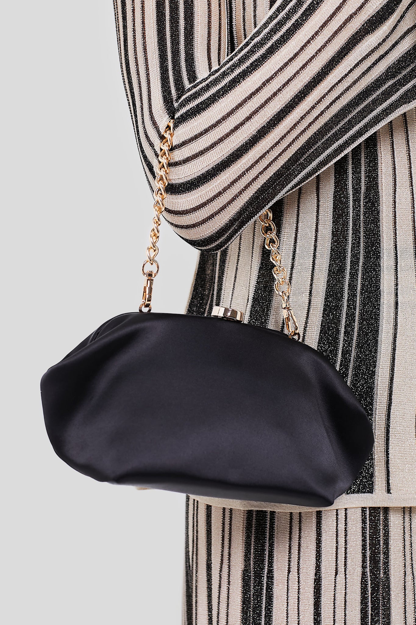 Black Karina Satin Clutch - Image 2
