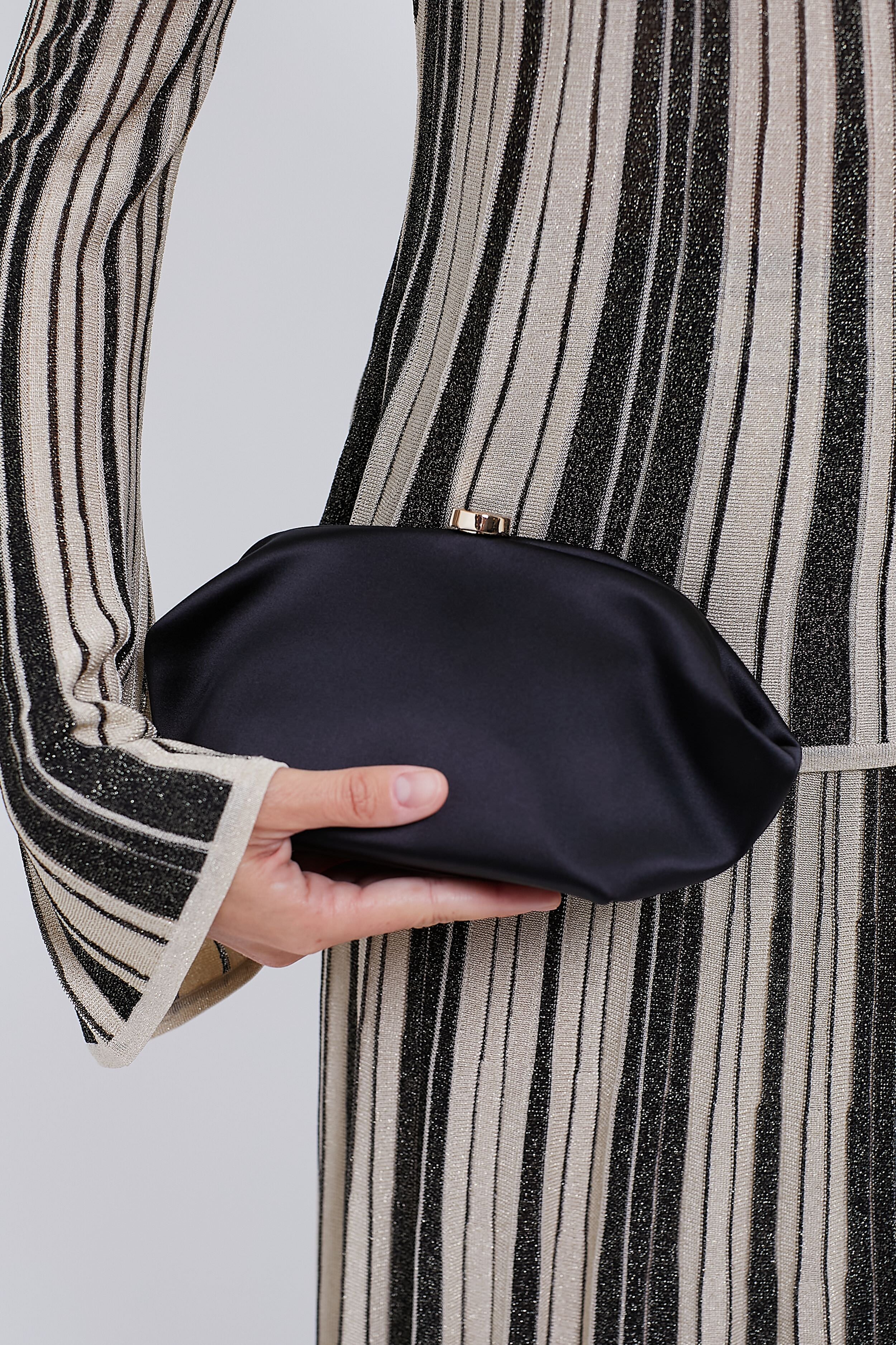 Black Karina Satin Clutch - Image 4