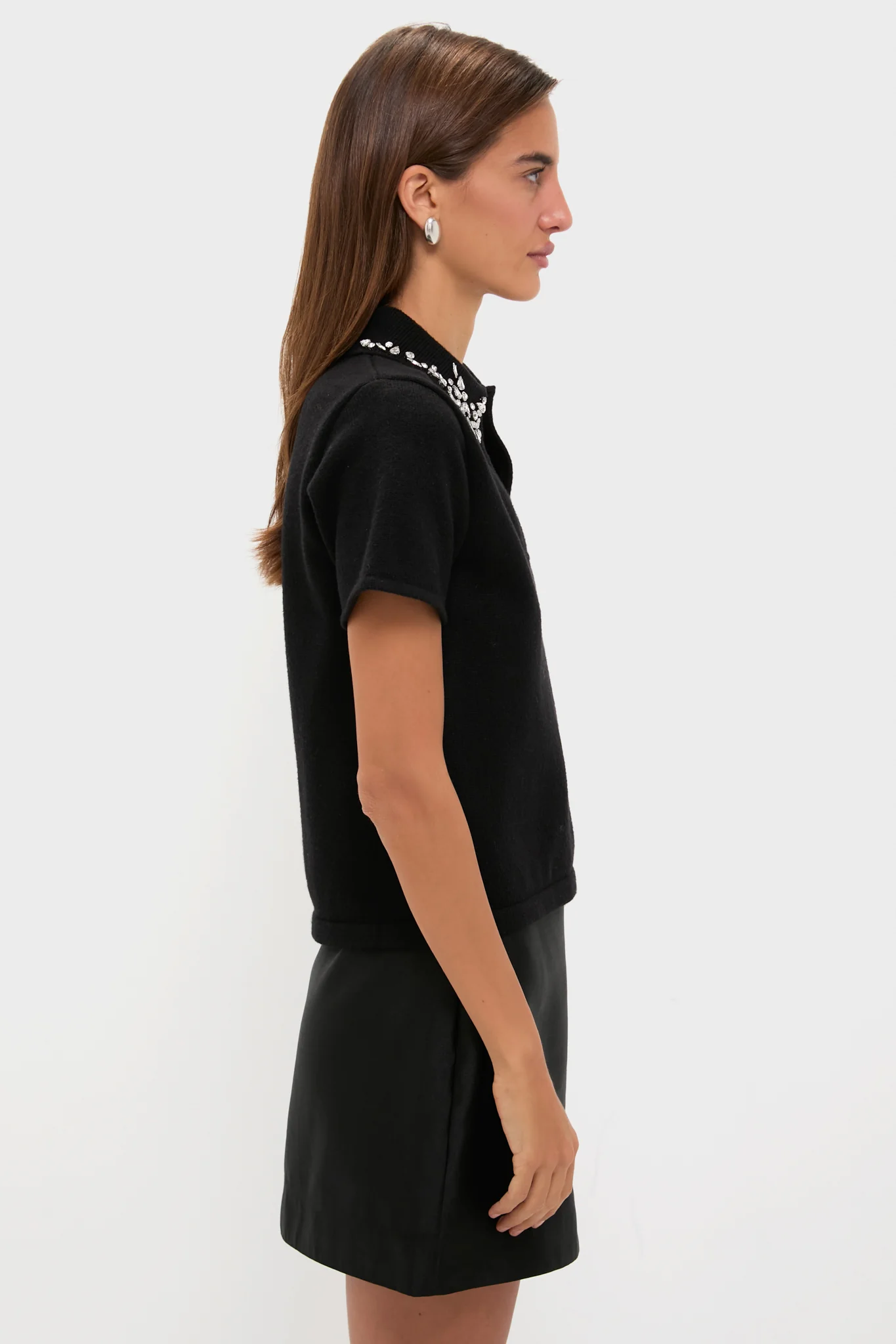Black Knit Embellished Anica Polo - Image 4