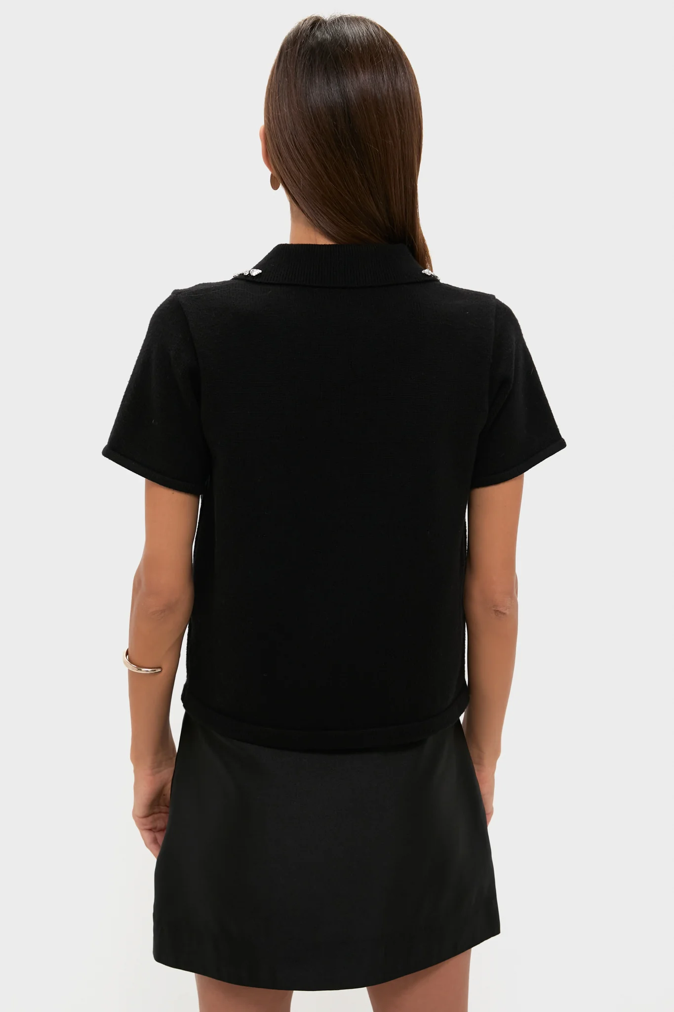 Black Knit Embellished Anica Polo - Image 5