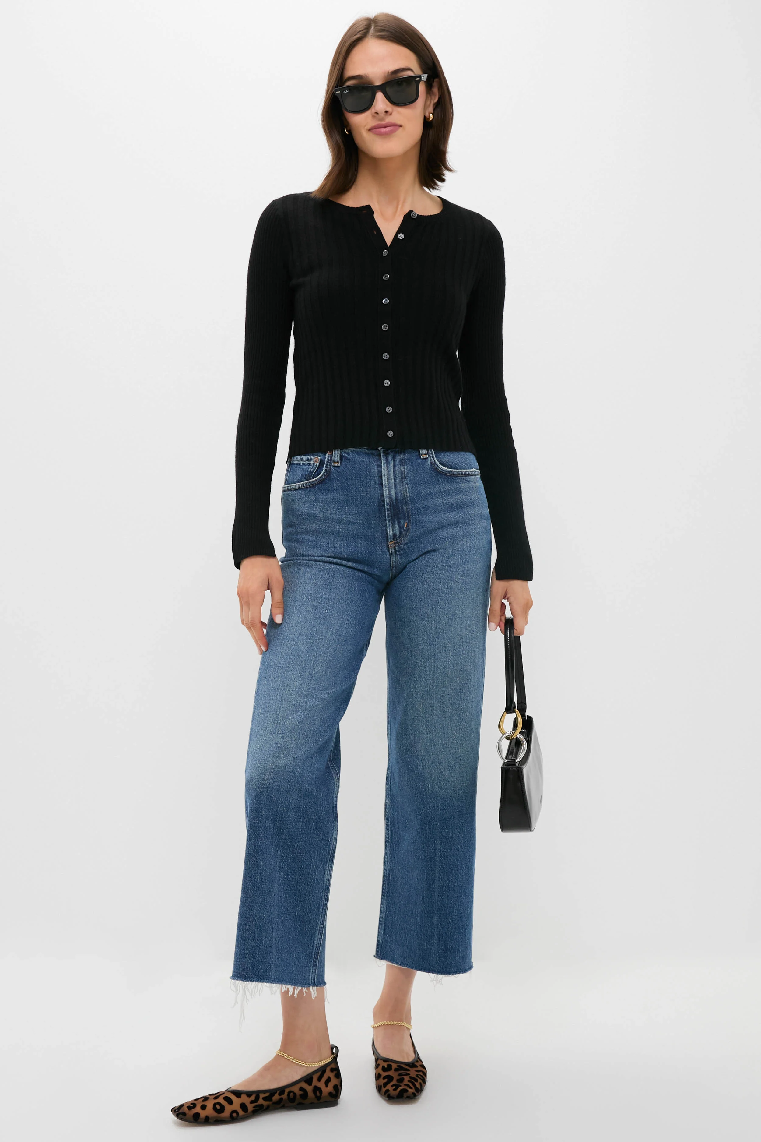 Black Kristin Ribbed Cardigan - Image 2